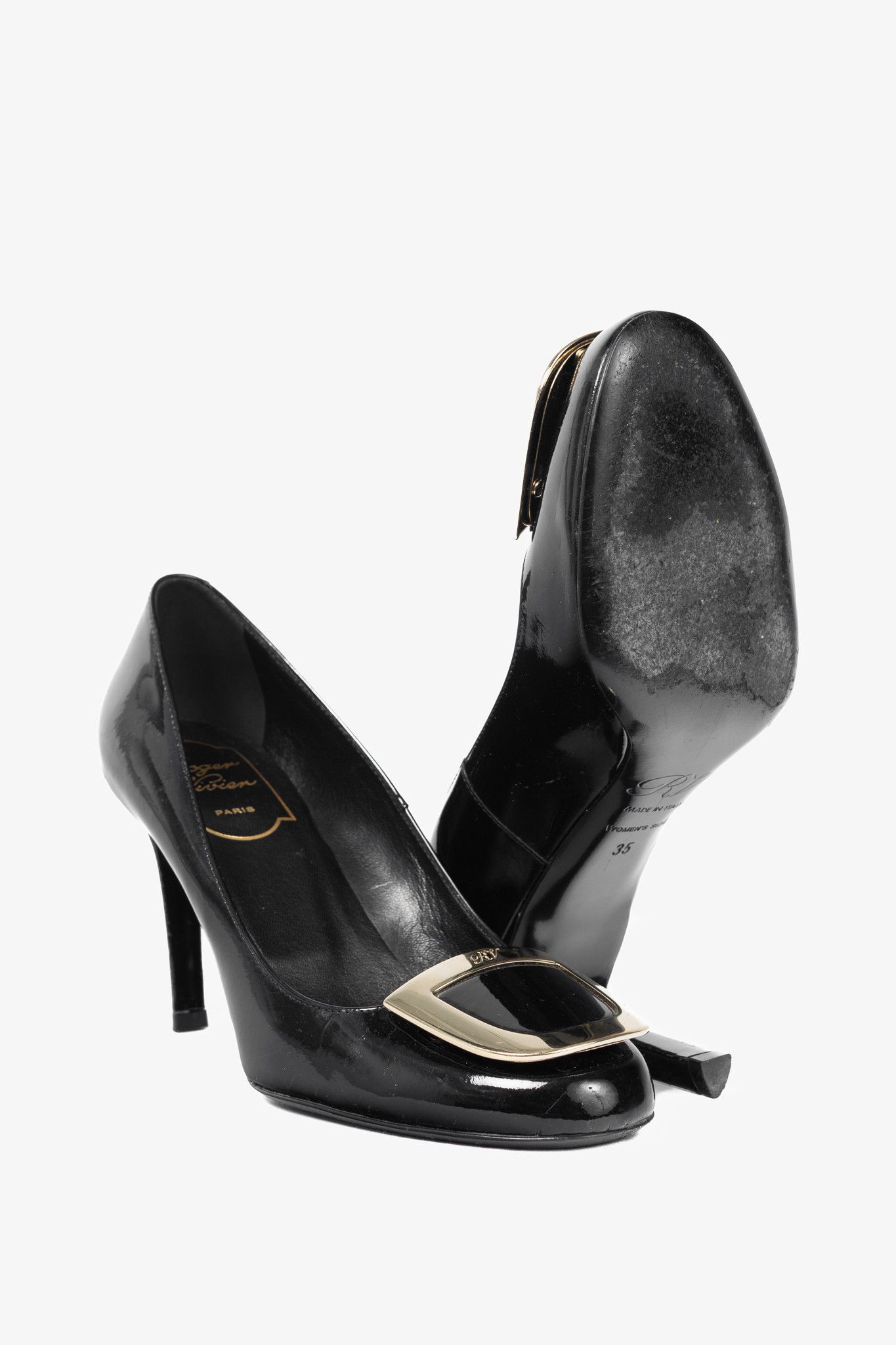 Roger Vivier Roger Vivier Décolleté Ecusson Patent-Leather Buckle Heels Size US 4.5 / IT 34.5 - 4 Thumbnail