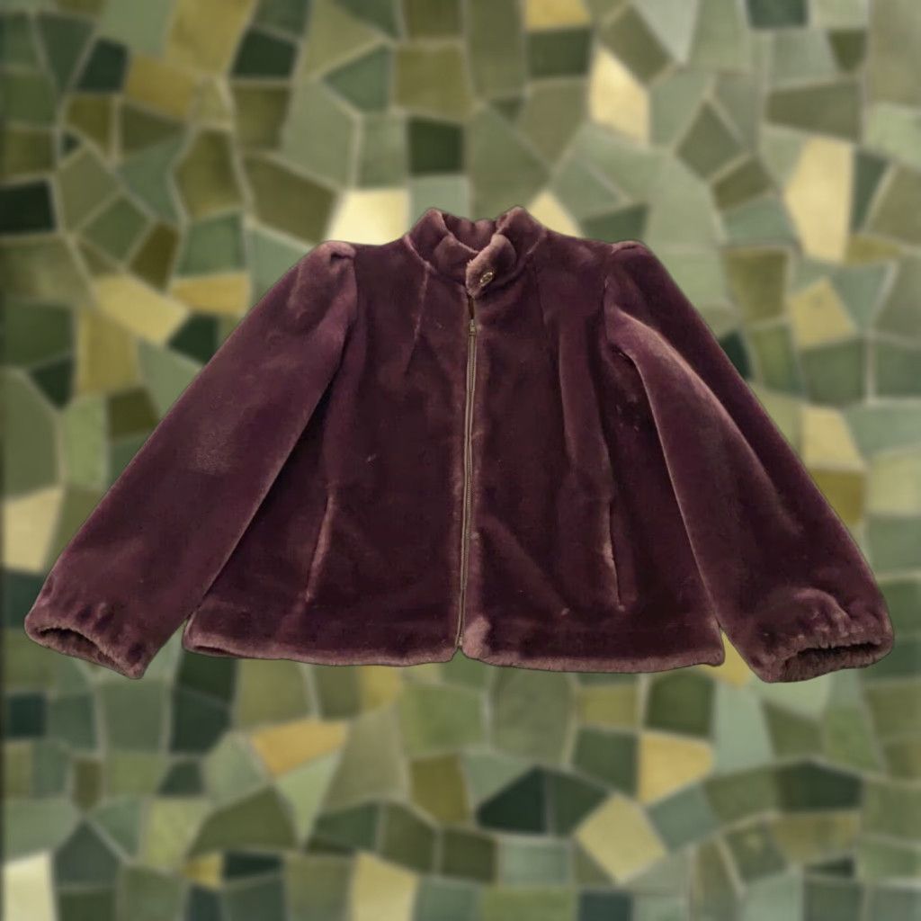 VINTAGE Jordache Jacket Women Faux Fur Coat Purple Mid-Length 10 US Made 80s Retro
