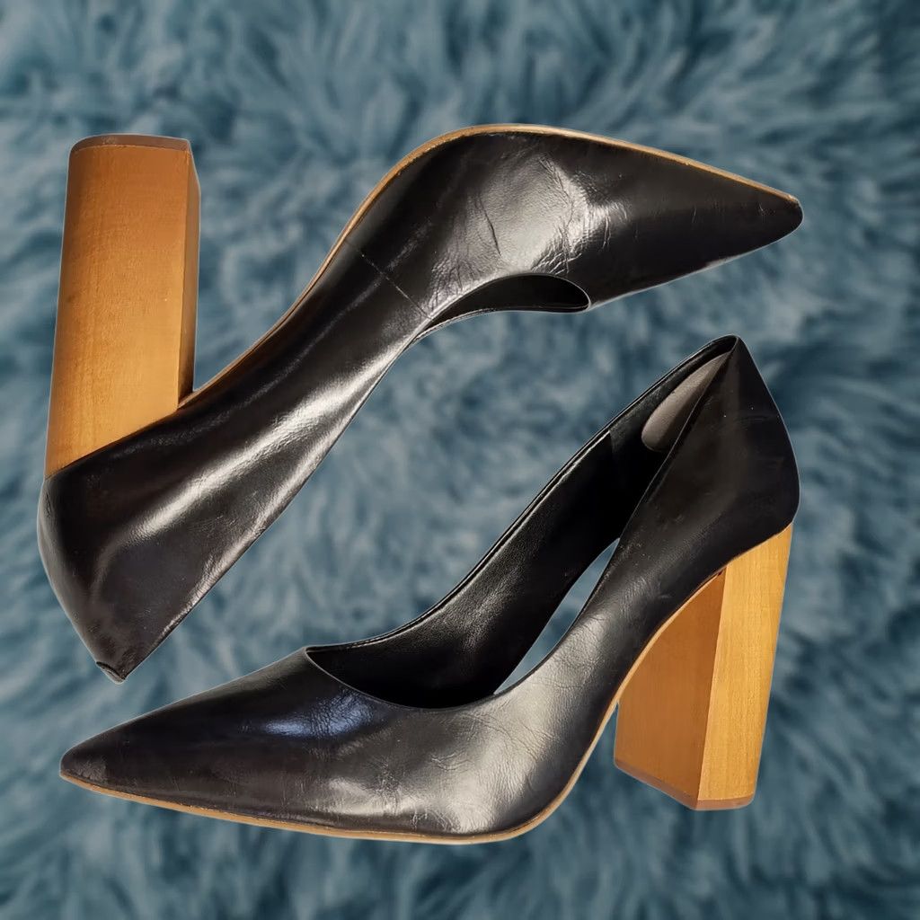 Vintage 1.STATE Valencia Pump Heels Womens Size 9.5M Black Leather Pointed Toe Slip On Pump Womens Size 9.5 Black Leather 1.STATE Valencia Shoes Mens? Ladies? Size US 10 / IT 40 - 1 Thumbnail