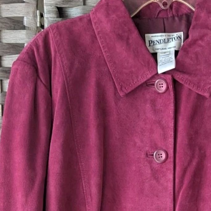 Pendleton Pendleton Jacket Pink Suede Leather Button Front Mid-Length Western Womens M Size M / US 6-8 / IT 42-44 - 2 Thumbnail