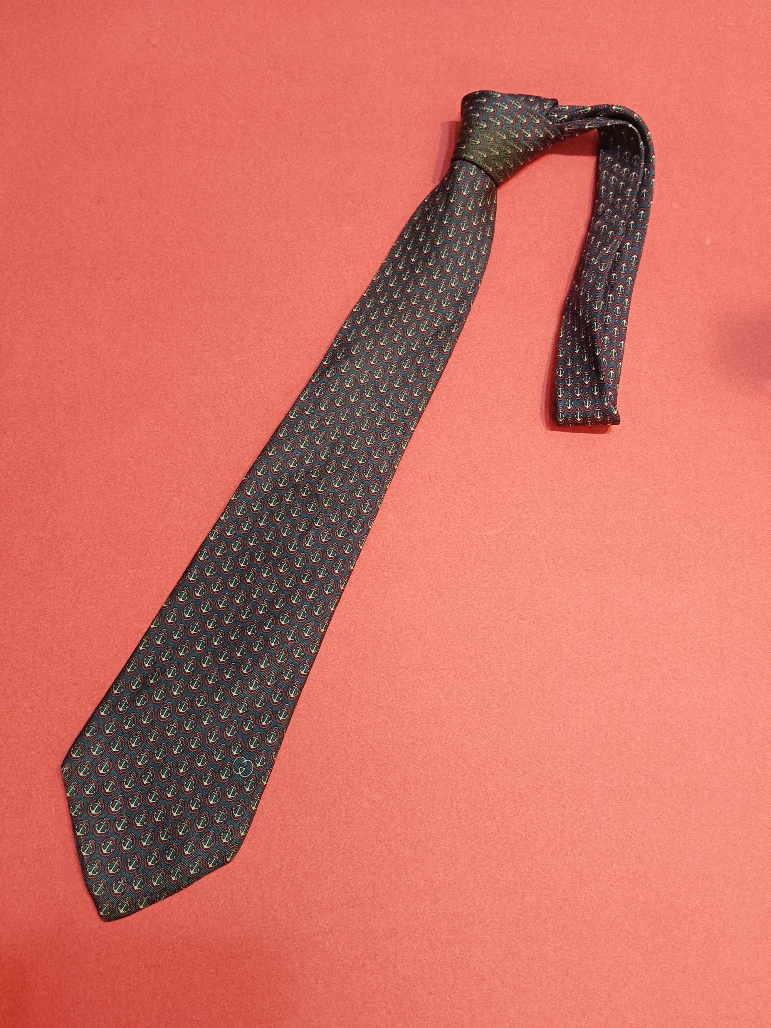 Gucci Vtg 80s GUCCI Silk Men's Tie Italy Size ONE SIZE - 4 Thumbnail