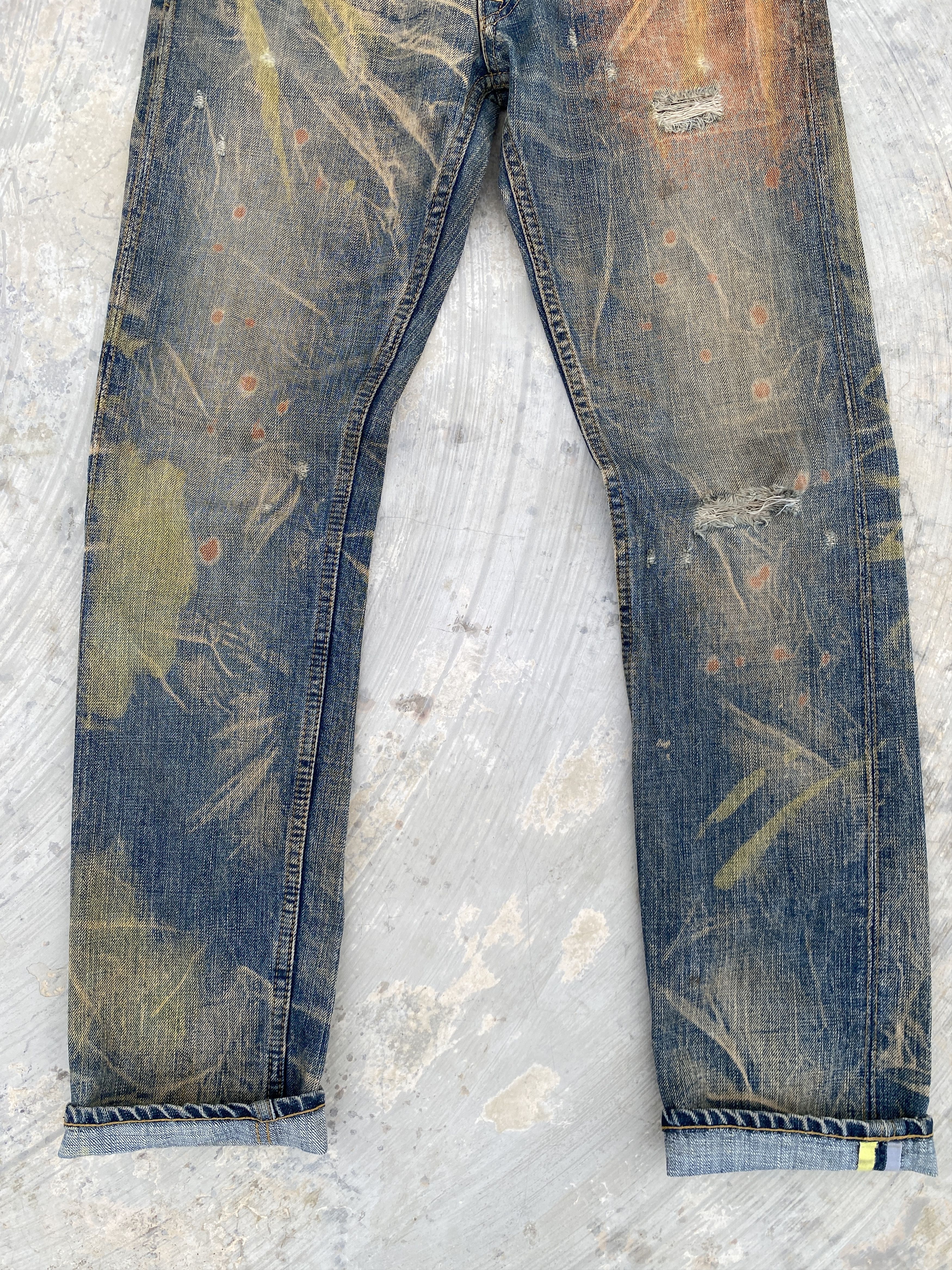Japanese Brand Swagger Dirty Colourful Wash Selvedge Distressed Jeans Size US 28 / EU 44 - 4 Thumbnail