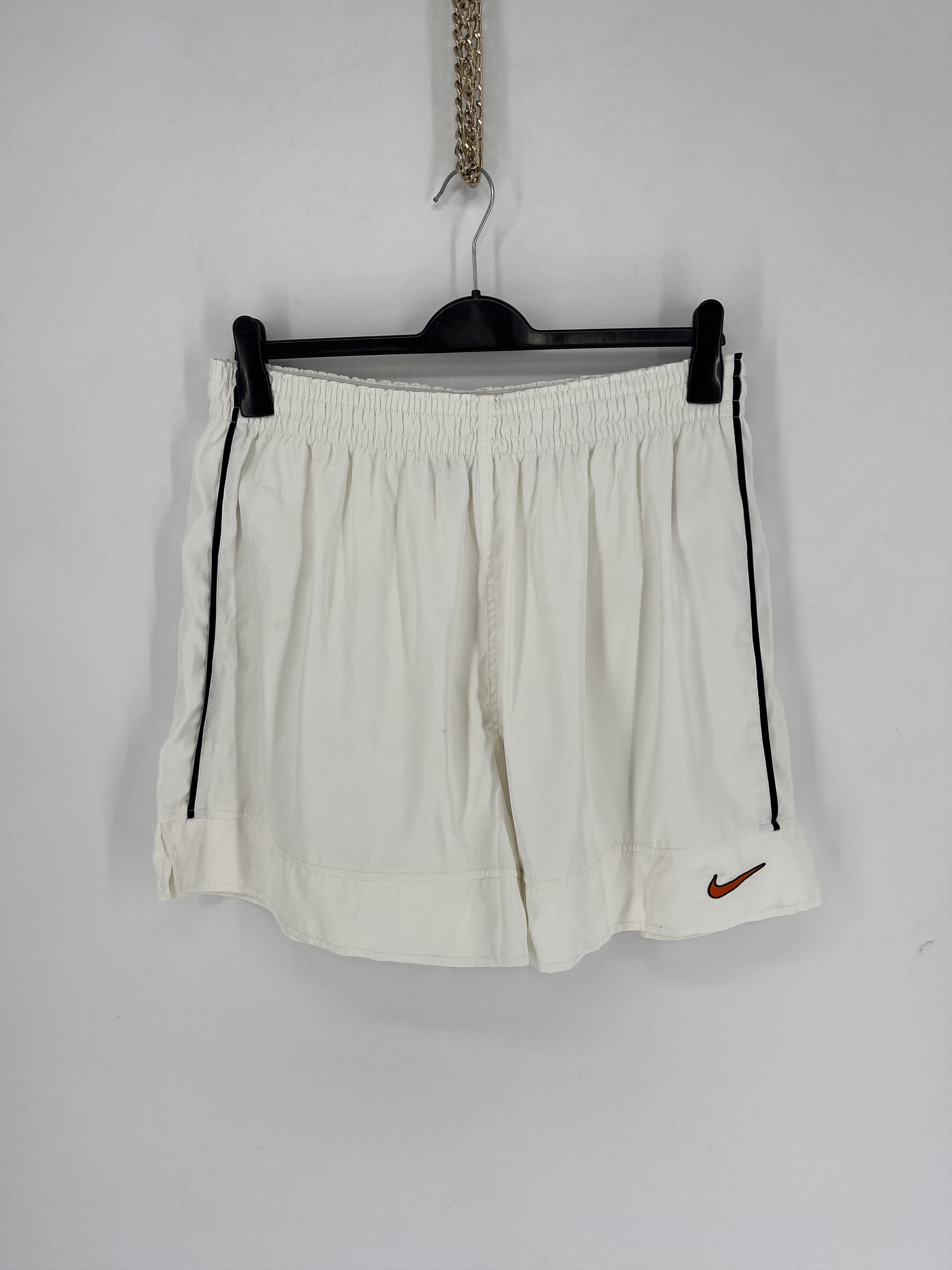 Nike × Vintage 90s Vintage Nike Black Nylon Mini Swoosh Shorts Travis Style Size US 36 / EU 52 - 1 Thumbnail
