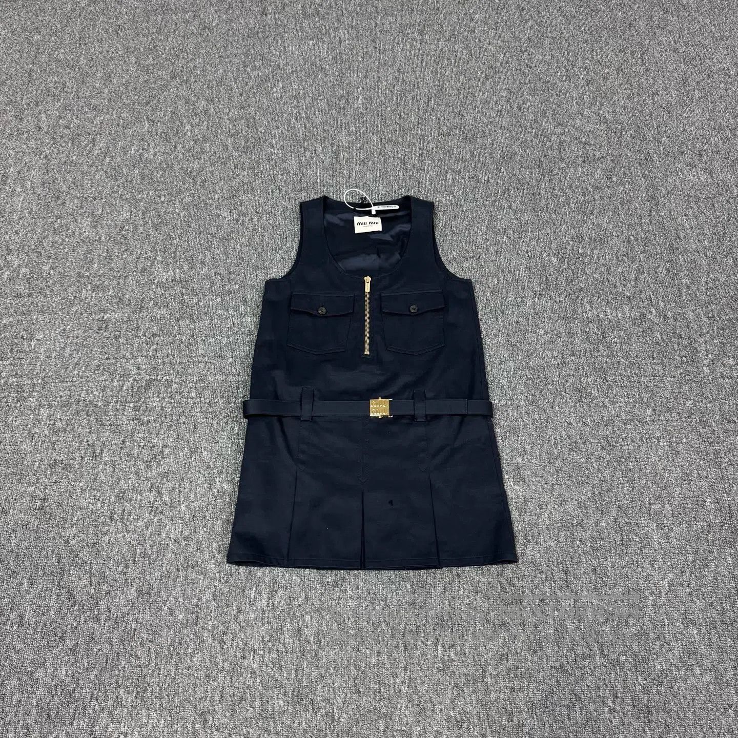 Miu Miu miu miu Alphabet logo belt, double-pocket vest dress| Size S / US 4 / IT 40 - 2 Thumbnail