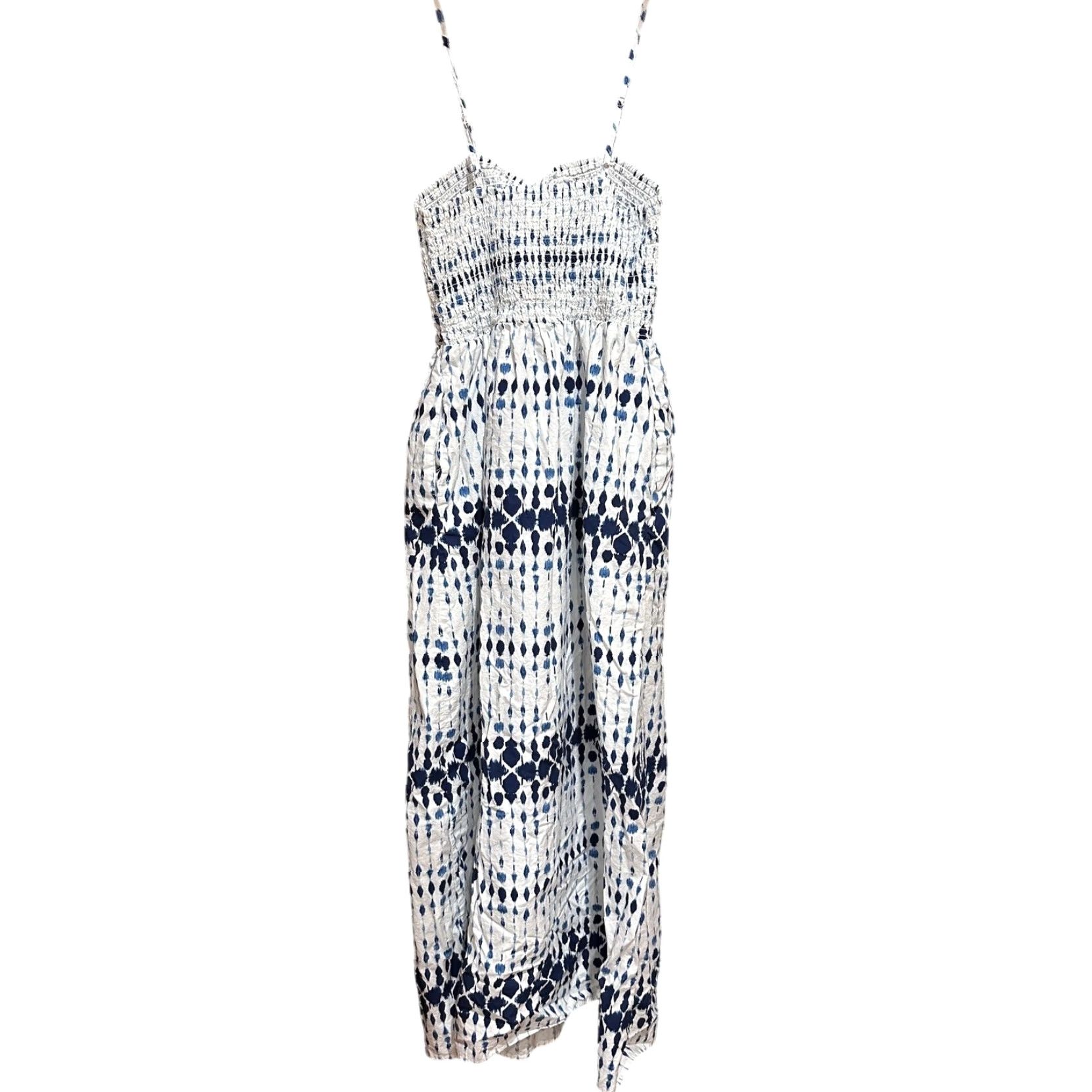 Vintage VINTAGE Universal Thread Women Maxi Dress M White Blue Smocked Boho 100% Cotton Ladies Dress Bohemian Beachy Festival Size M / US 6-8 / IT 42-44 - 3 Thumbnail