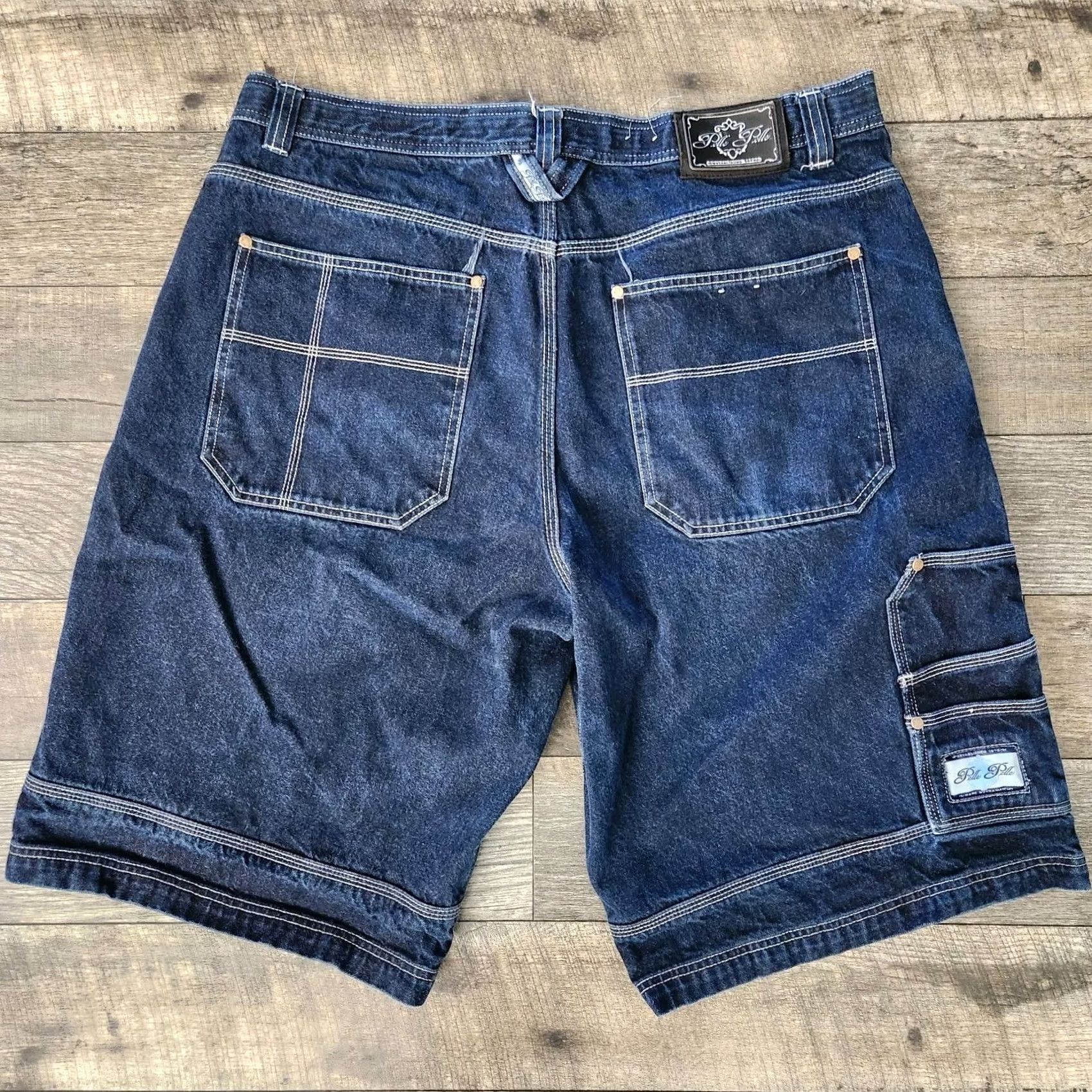 Pelle Pelle VINTAGE Pelle Pelle Men’s 42 Carpenter Jean Shorts Hip Hop Street Wear Jeans Blue 90s 2000s Men Size US 42 / EU 58 - 5 Thumbnail