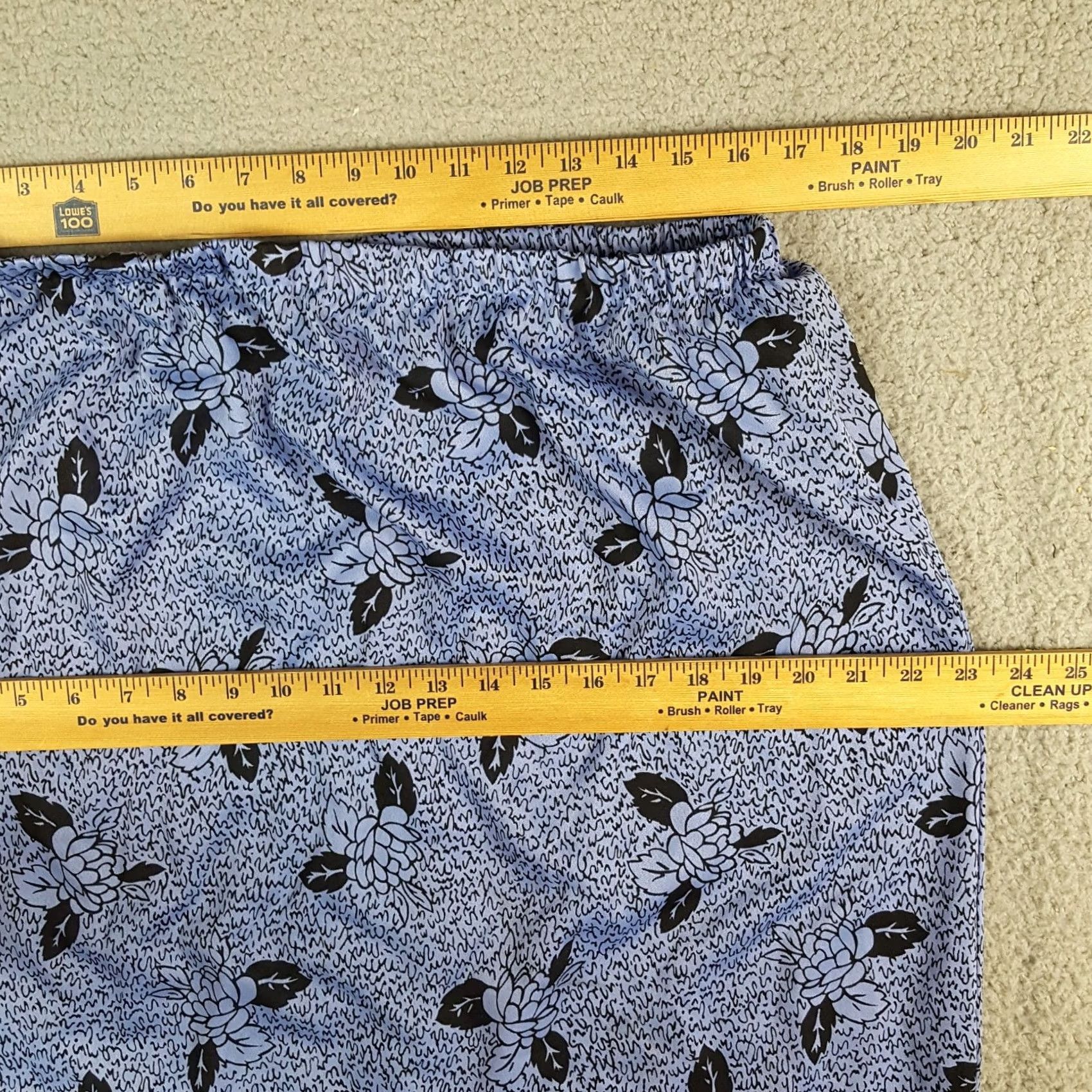 Vintage Vintage 80s Blue Floral Stretch Waist Women's Size 24 WP Large Pencil Skirt Size 42" / US 20 - 5 Thumbnail