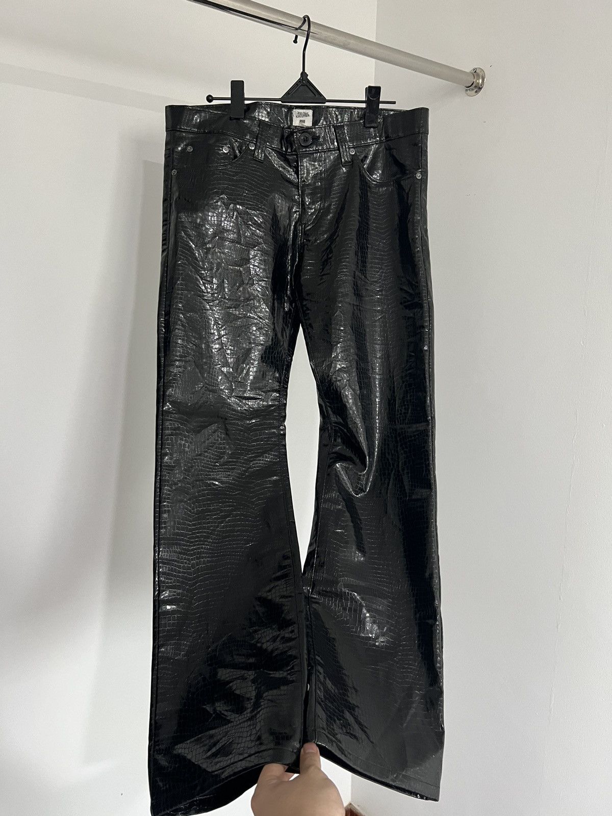 image of Jean Paul Gaultier Croc Embossed Pants in Black, Men's (Size 32)