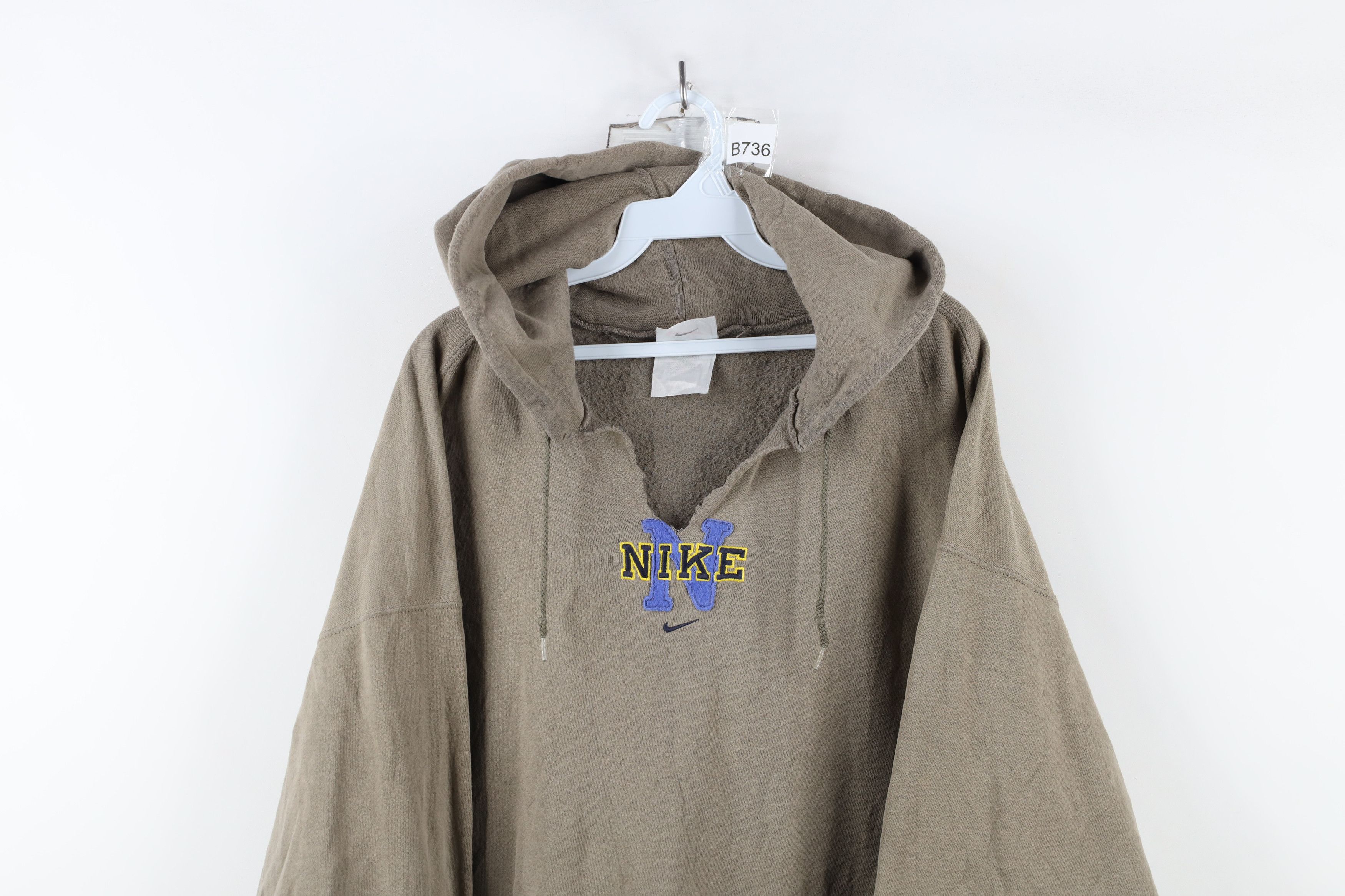 Nike × Vintage Vintage 90s Nike Scott Cetner Swoosh Hoodie Sweatshirt Gray Size US XL / EU 56 / 4 - 2 Thumbnail