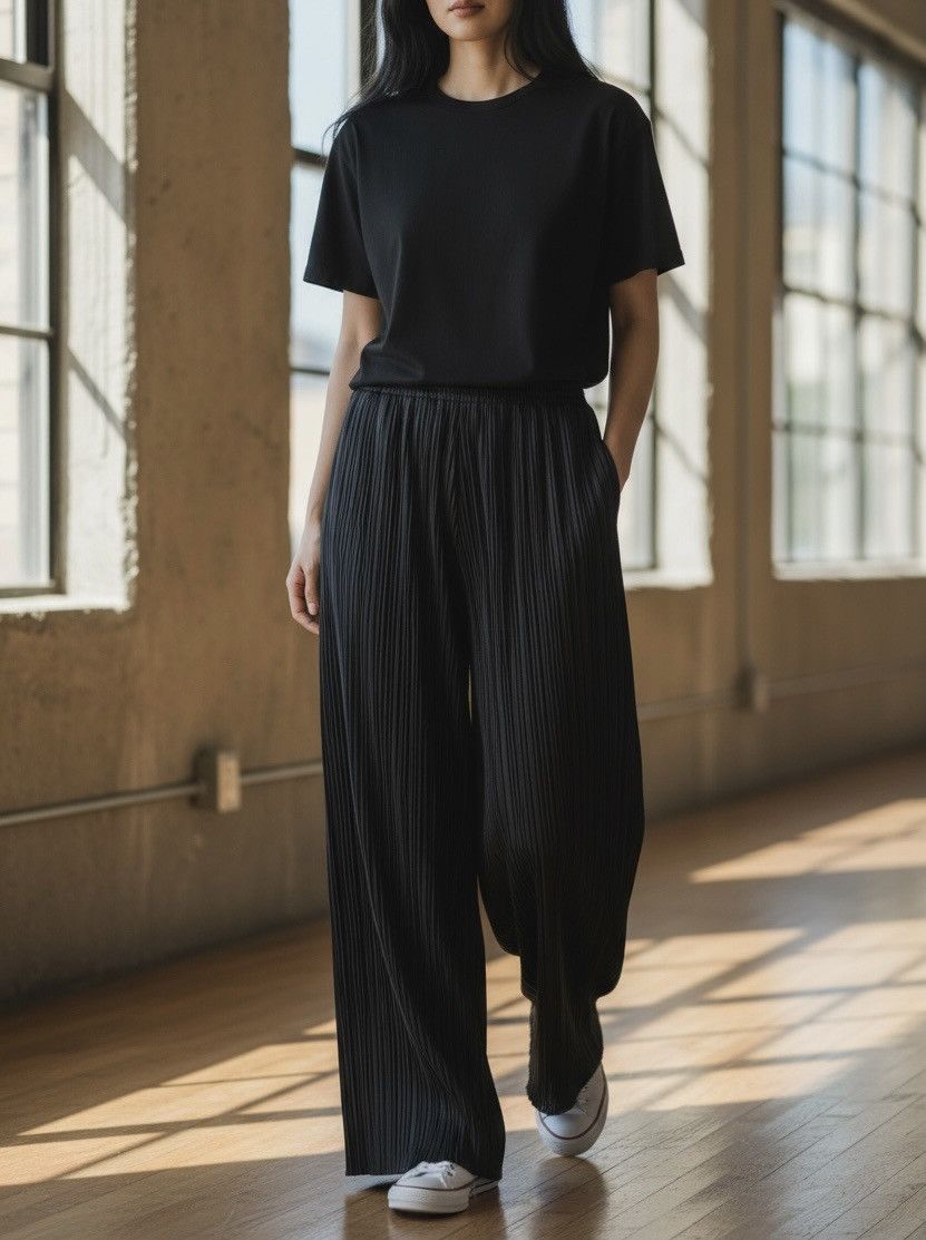 Issey Miyake TAX FREE 🇺🇸 issey miyake pleats please wide leg trousers Size 22" - 2 Thumbnail