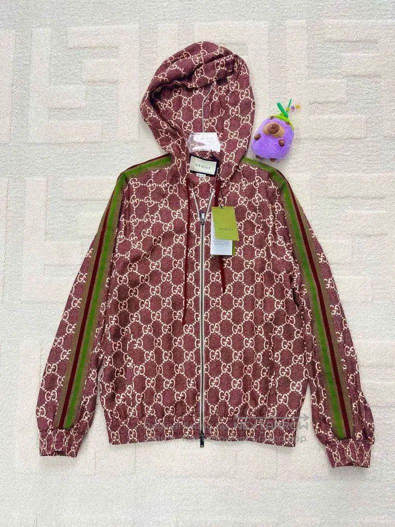 Gucci Double G old flower full-print zipper silk jacket ho
