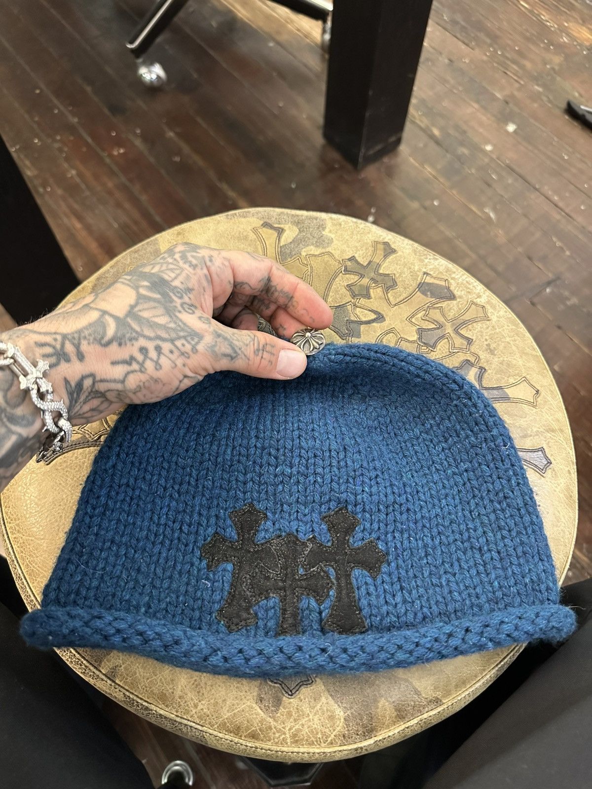 Chrome Hearts Chrome hearts vintage cashmere cross patch beanie hat Size ONE SIZE - 1 Thumbnail
