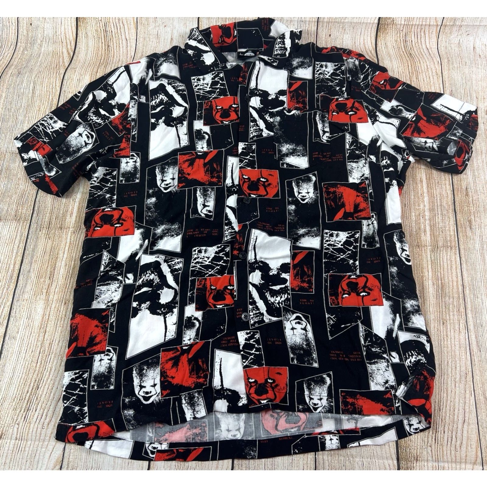 Vintage VINTAGE It Pennywise Black AOP Button-Up Shirt Mens L Halloween Clowncore Gothic Hawaiian Character Pennywise Casual Short Sleeve Collared Button-Down Size US L / EU 52-54 / 3 - 2 Thumbnail