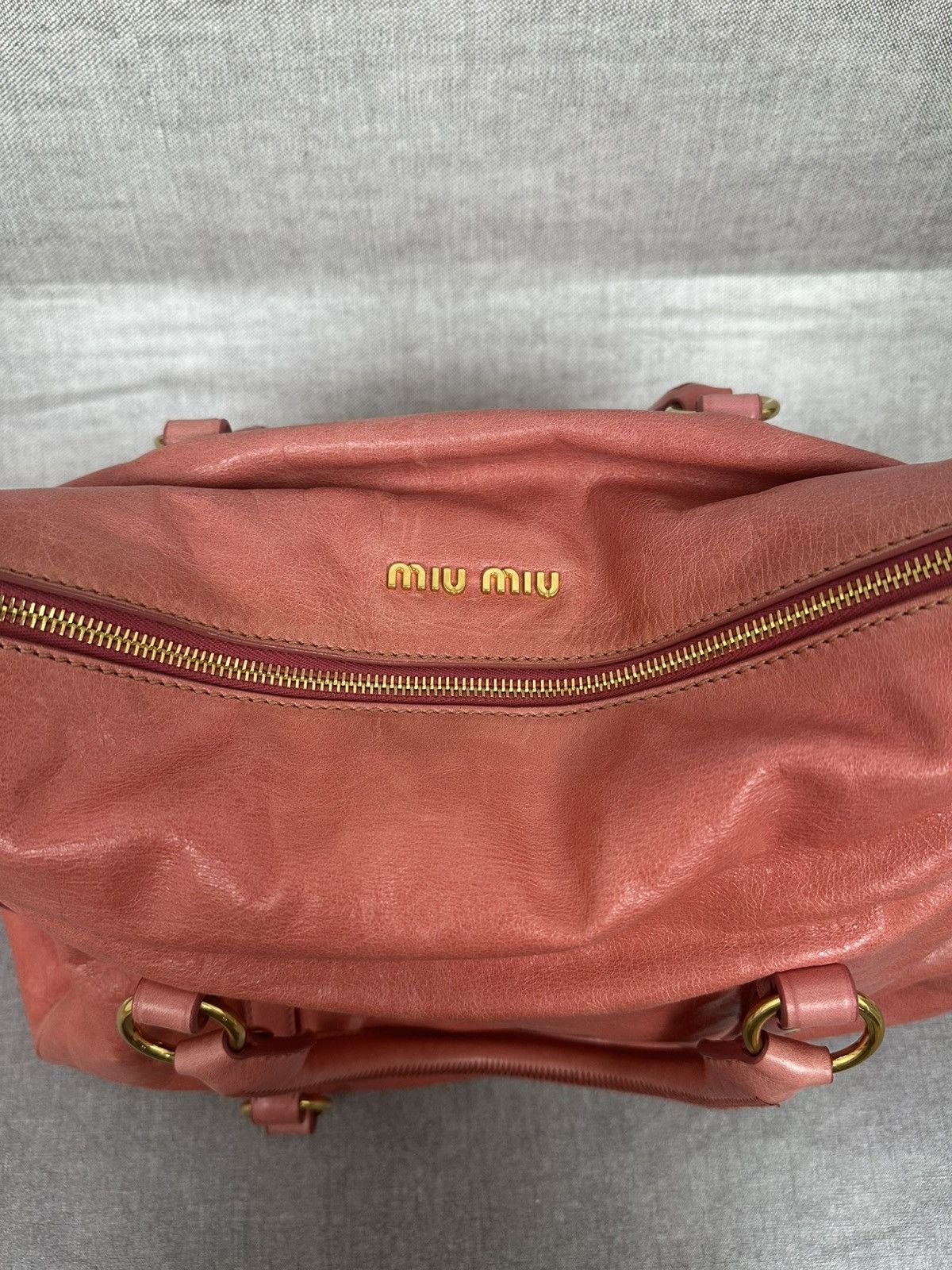 Miu Miu Miu Miu Vitello Lux Bow Bag — Coral Pink Leather — Size 26 Size ONE SIZE - 6 Thumbnail