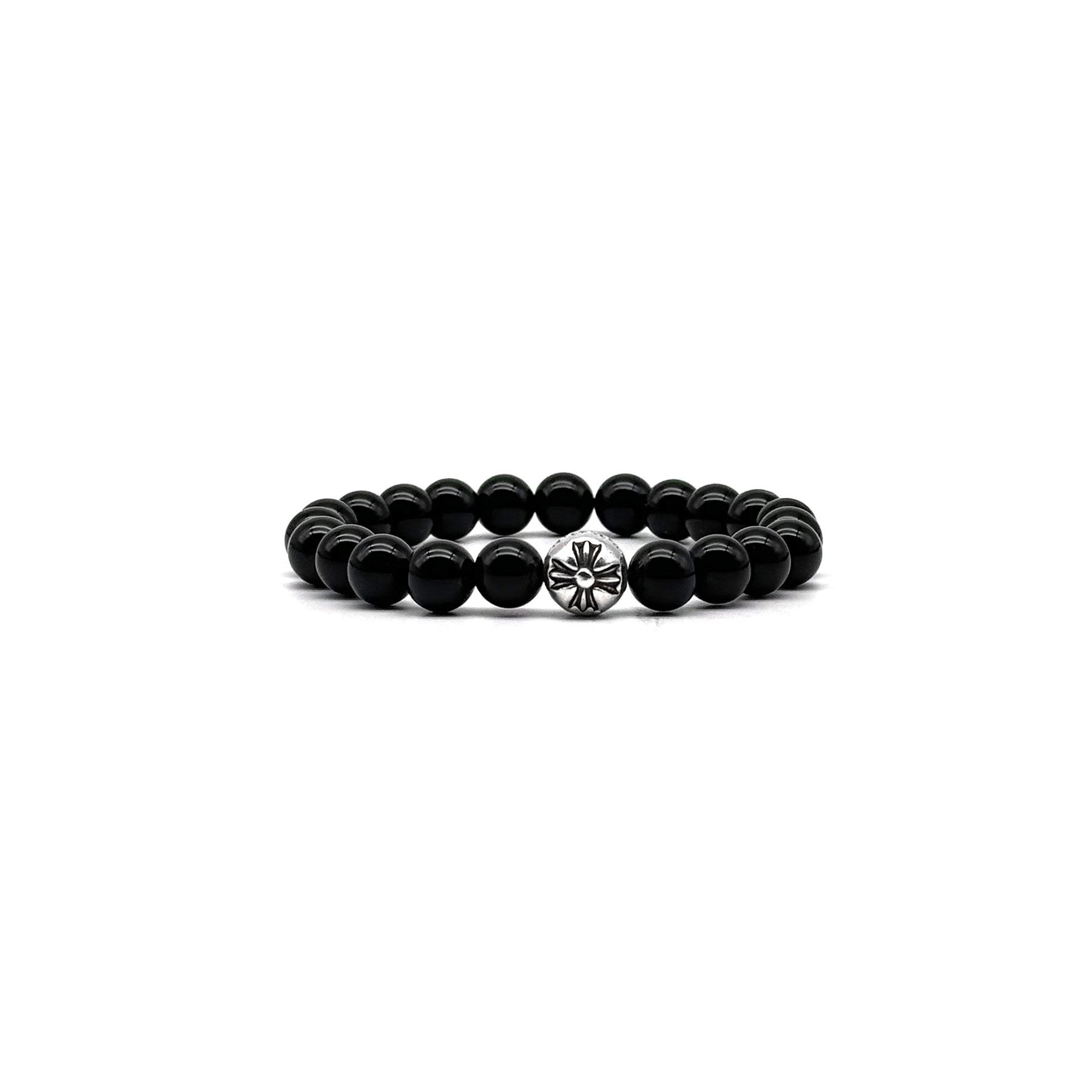 Chrome Hearts Chrome Hearts 8mm Single Silver Obsidian Cross Bracelet Size ONE SIZE - 3 Thumbnail