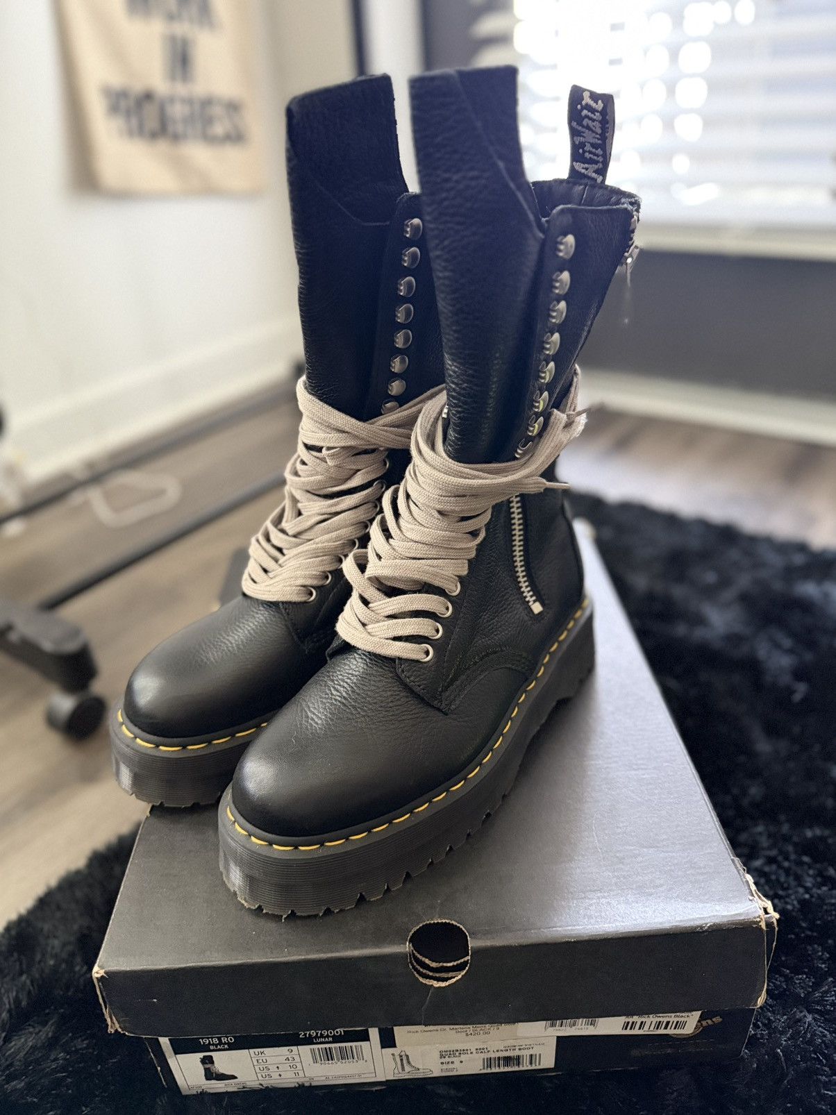 Dr. Martens × Rick Owens Dr Marten Quad Leather Sole Calf Boot Rick Owen Size US 10 / EU 43 - 2 Thumbnail