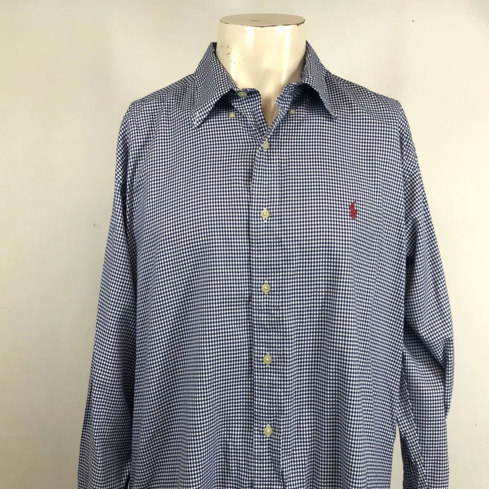 Ralph Lauren Ralph Lauren Golf Mens XL Navy Blue Gingham Check Long Sleeve Button Down Shirt Size US XL / EU 56 / 4 - 2 Thumbnail