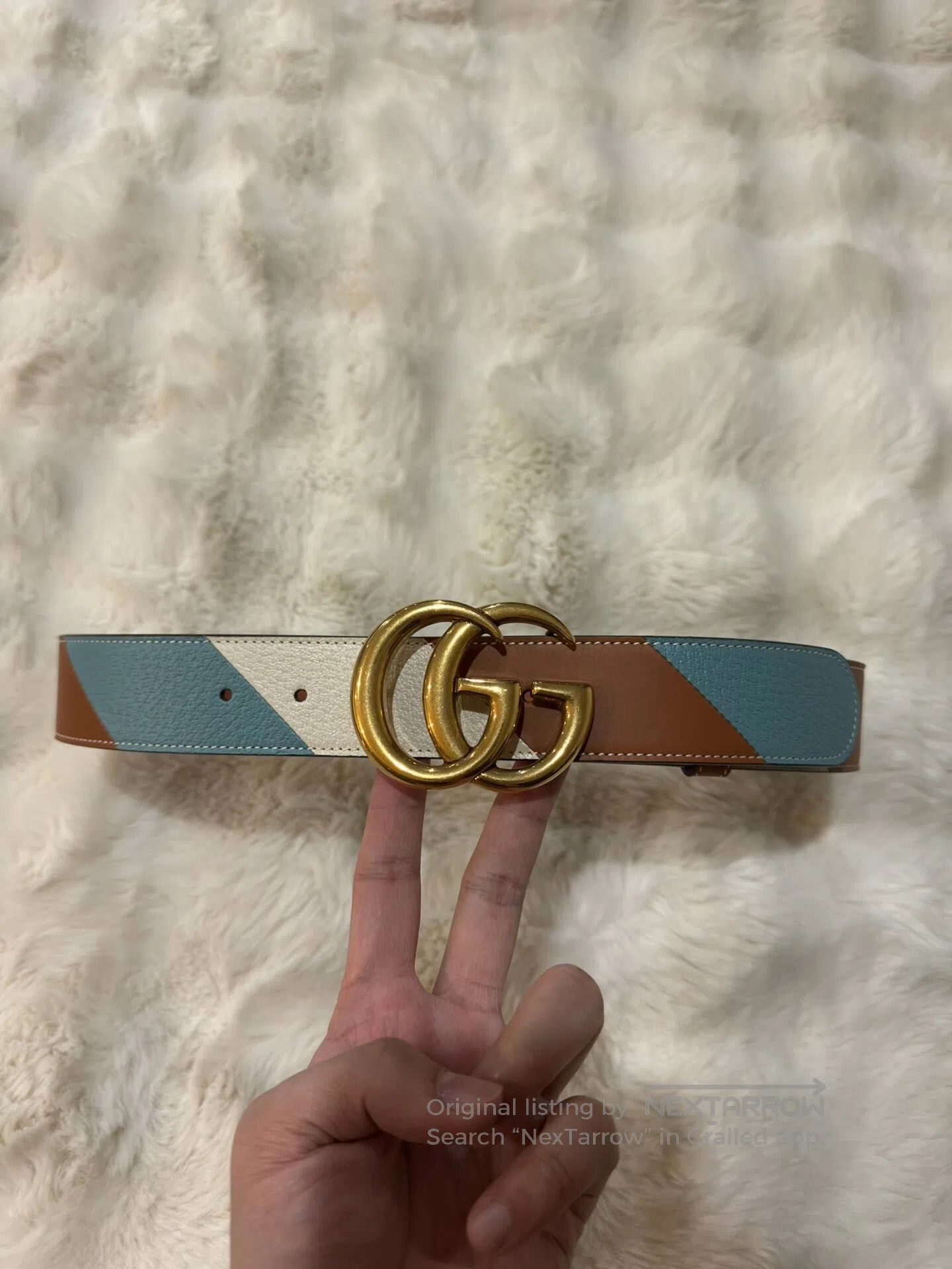 Gucci Guicci size 75 Contrasting Gold G Buckle Belt| Size ONE SIZE - 1 Thumbnail