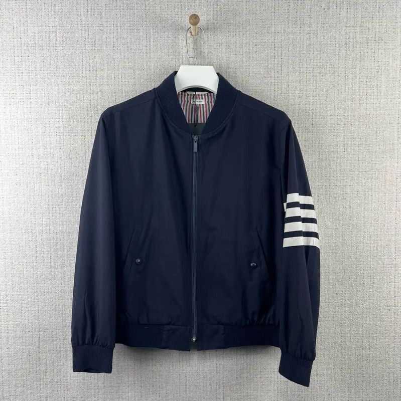 Thom Browne Thom Browne Navy Wool Striped Men's Jacket 0089 Size US M / EU 48-50 / 2 - 1 Thumbnail