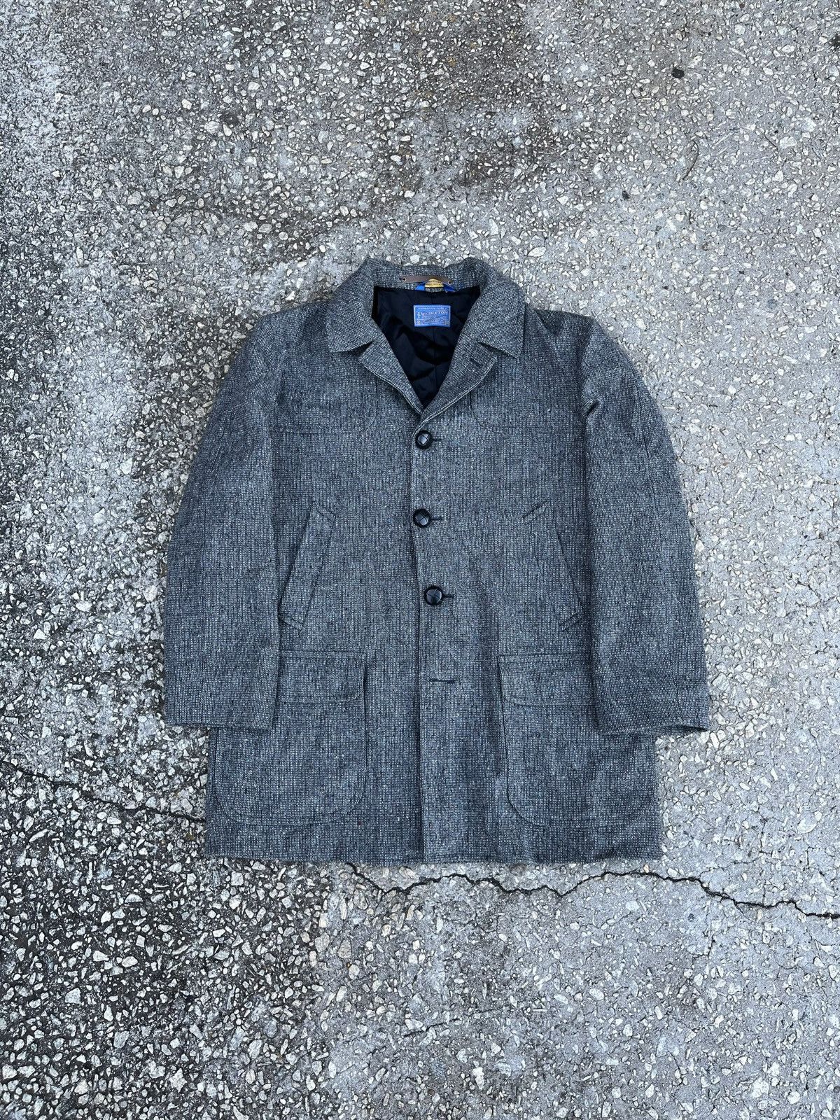 image of Pendleton Speckled 100% Pure Virgin Wool Overcoat in Grey, Men's (Size XL)