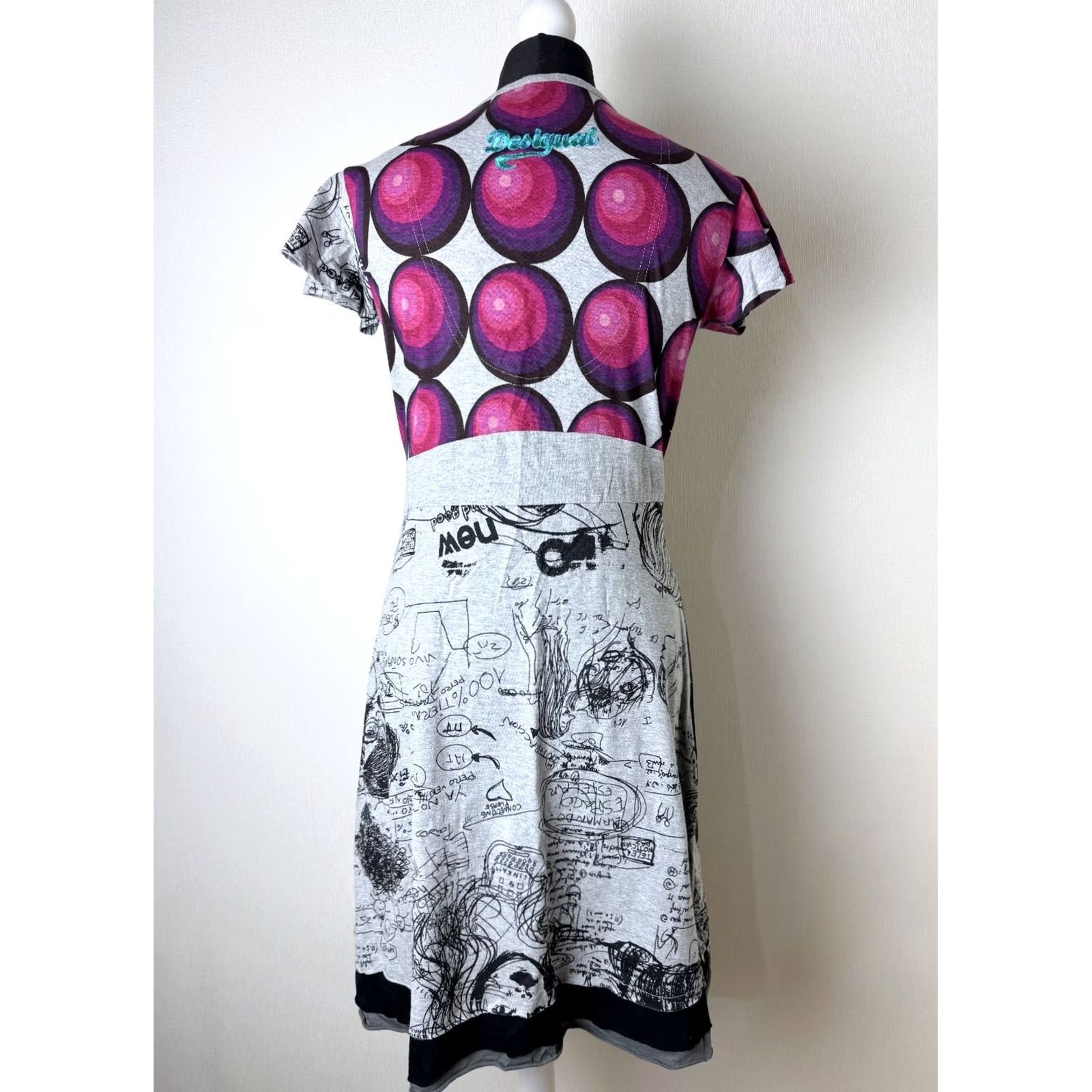 Desigual Desigual Dress Womens L Grey A-Line Knee Length 90cm 43cm 40cm 21V2008 Size L / US 10 / IT 46 - 5 Thumbnail