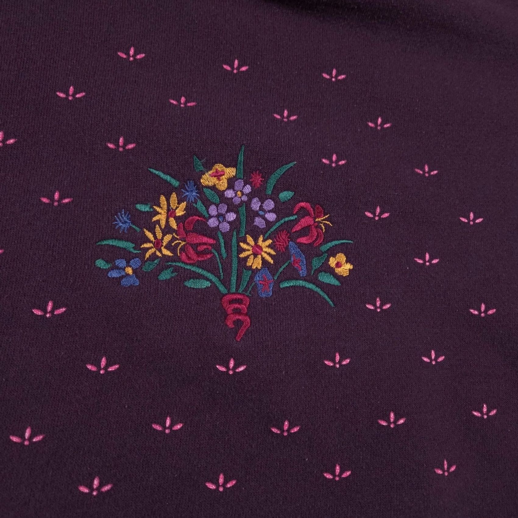 Vintage Gopher Sport Sweatshirt Womens Medium Purple Floral Embroidered Made USA Size M / US 6-8 / IT 42-44 - 4 Thumbnail