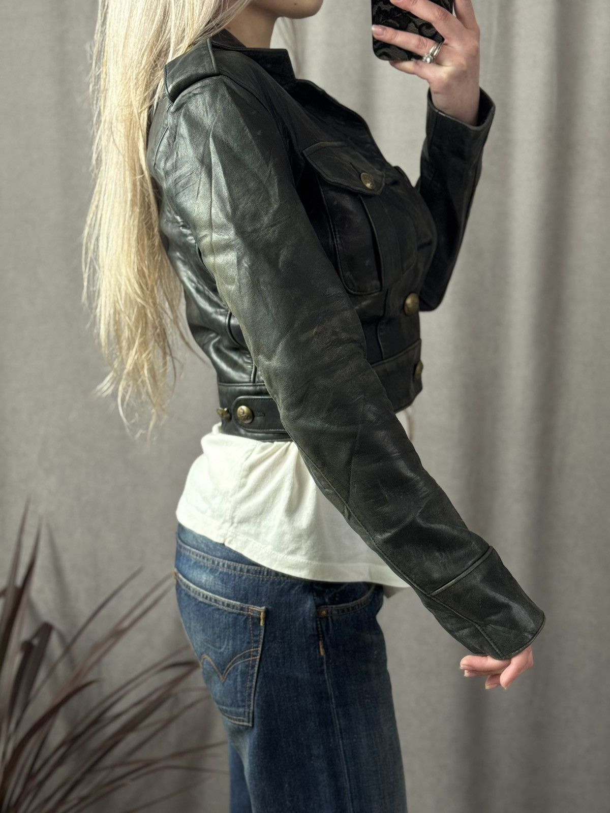 Polo Ralph Lauren Vintage Leather Jacket Polo Ralph Lauren Cropped Faded Rare Size S / US 4 / IT 40 - 4 Thumbnail