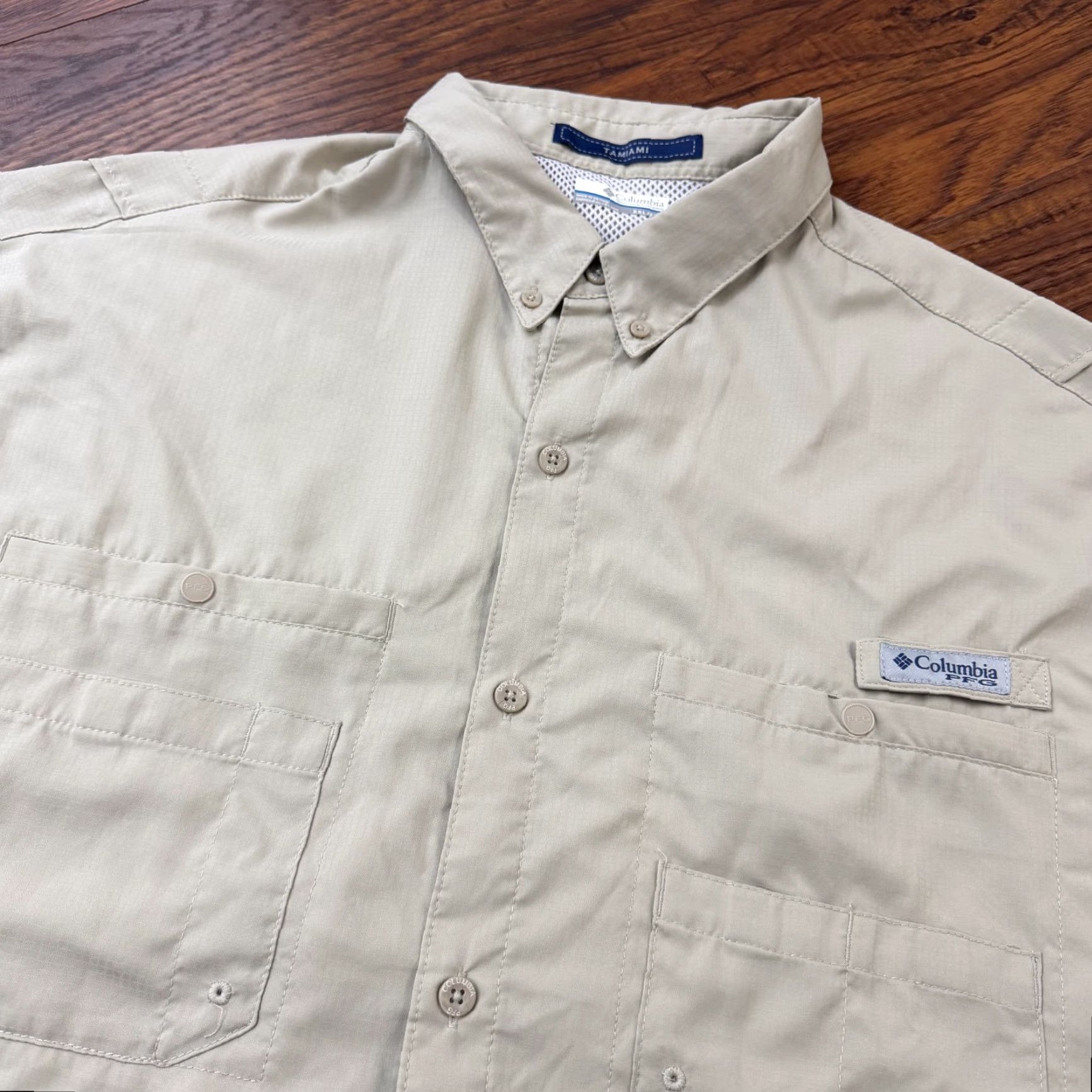 Vintage Columbia Shirt Mens 2XL Beige Tamiami Fishing Outdoor Long Sleeve Button-Up Vented Size US XXL / EU 58 / 5 - 2 Thumbnail