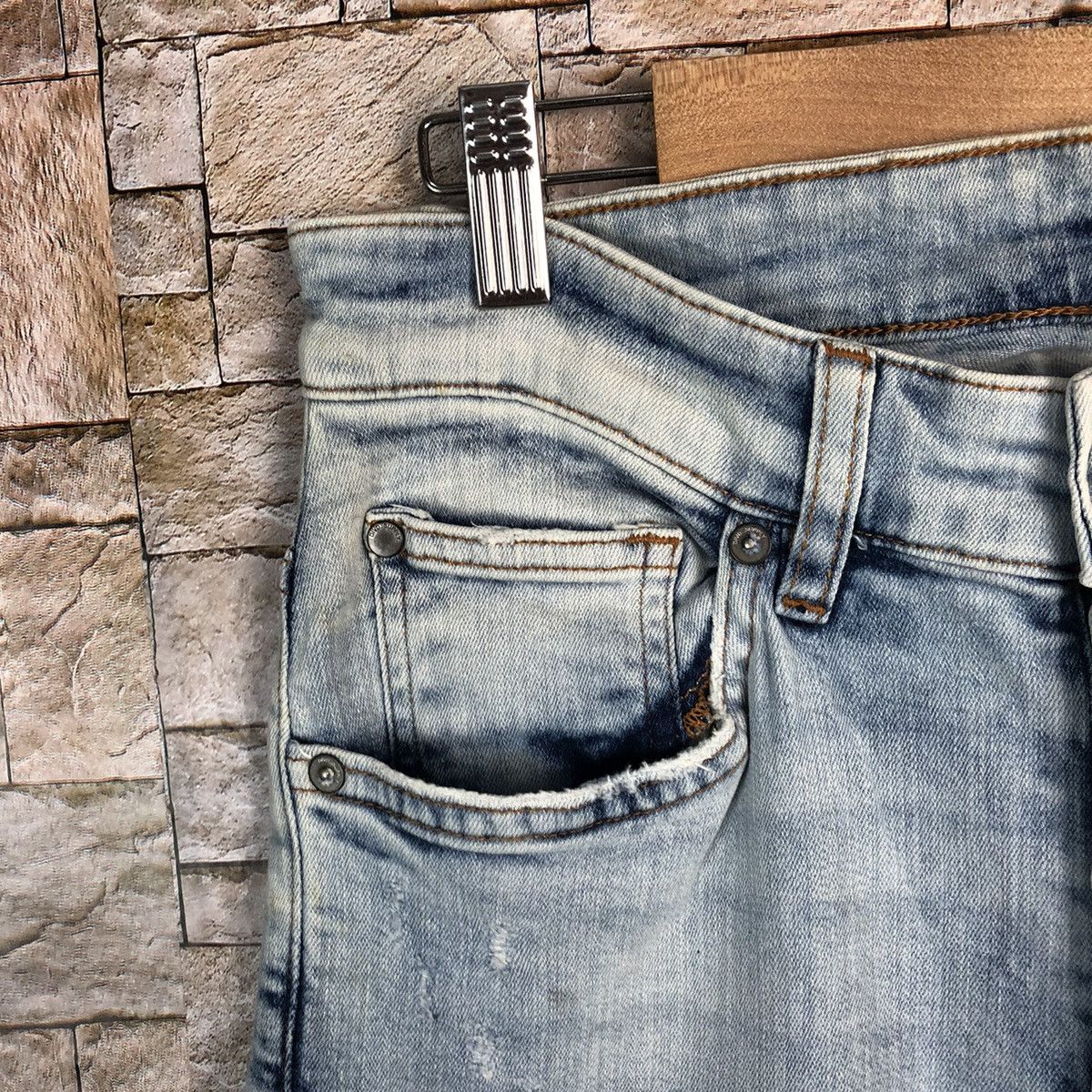 Vintage H&M Blue Distressed ripped Denim Pants #A453 Size US 32 / EU 48 - 8 Thumbnail