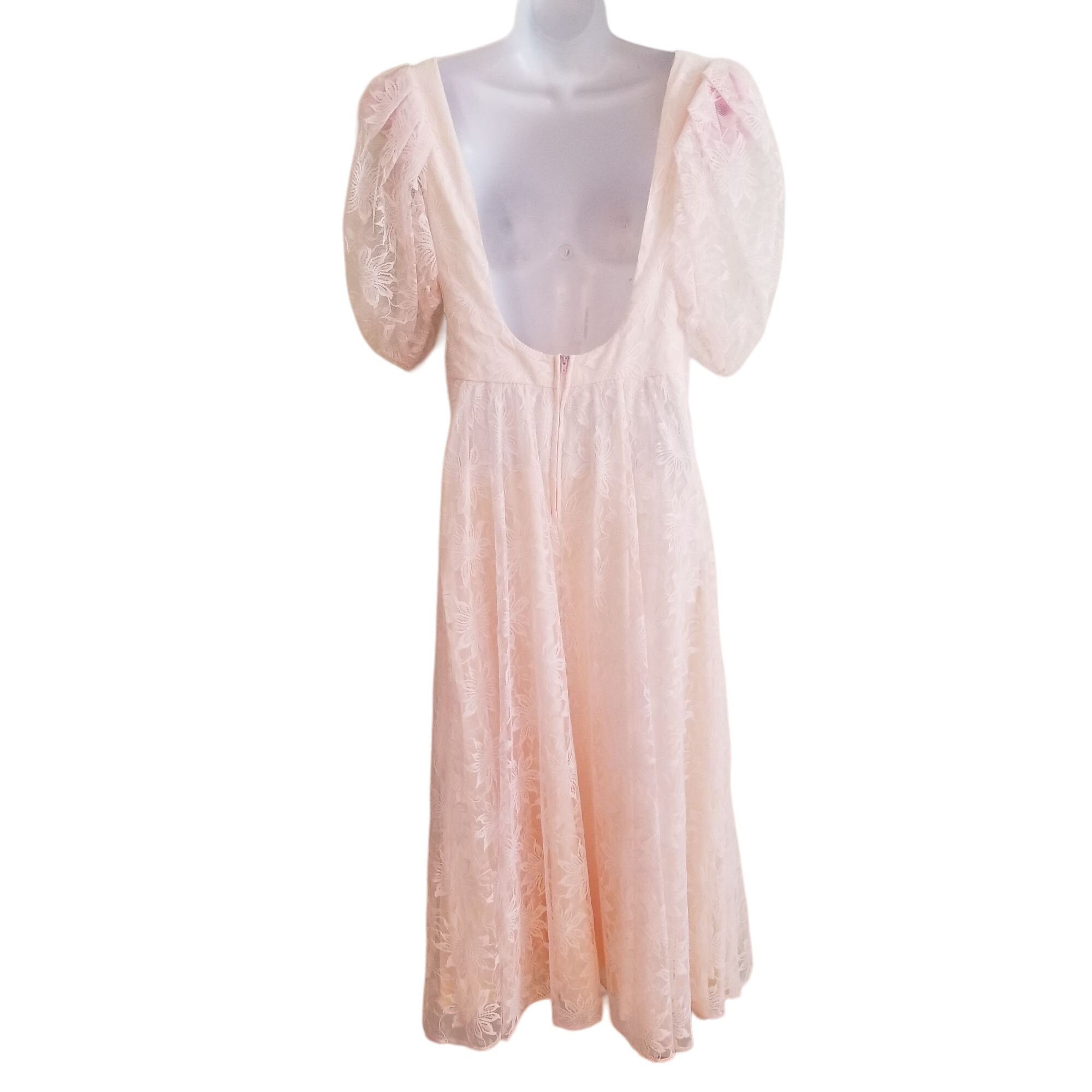 Other Alicia 7 8 Pink Floral Lace Fairy Tale Princess Dress Vintag Size M / US 6-8 / IT 42-44 - 2 Thumbnail