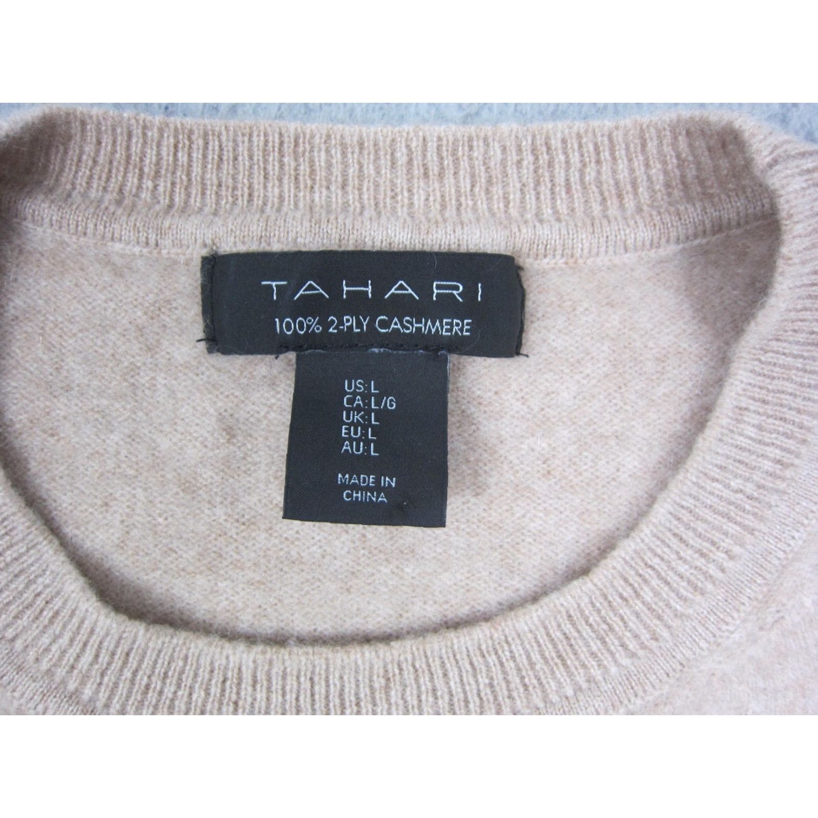 Vintage Tahari Sweater Womens Large Brown 100% Cashmere Crewneck Knit Classic Pullover 90s Style Regular Long Sleeve Casual Workwear Size L / US 10 / IT 46 - 3 Thumbnail
