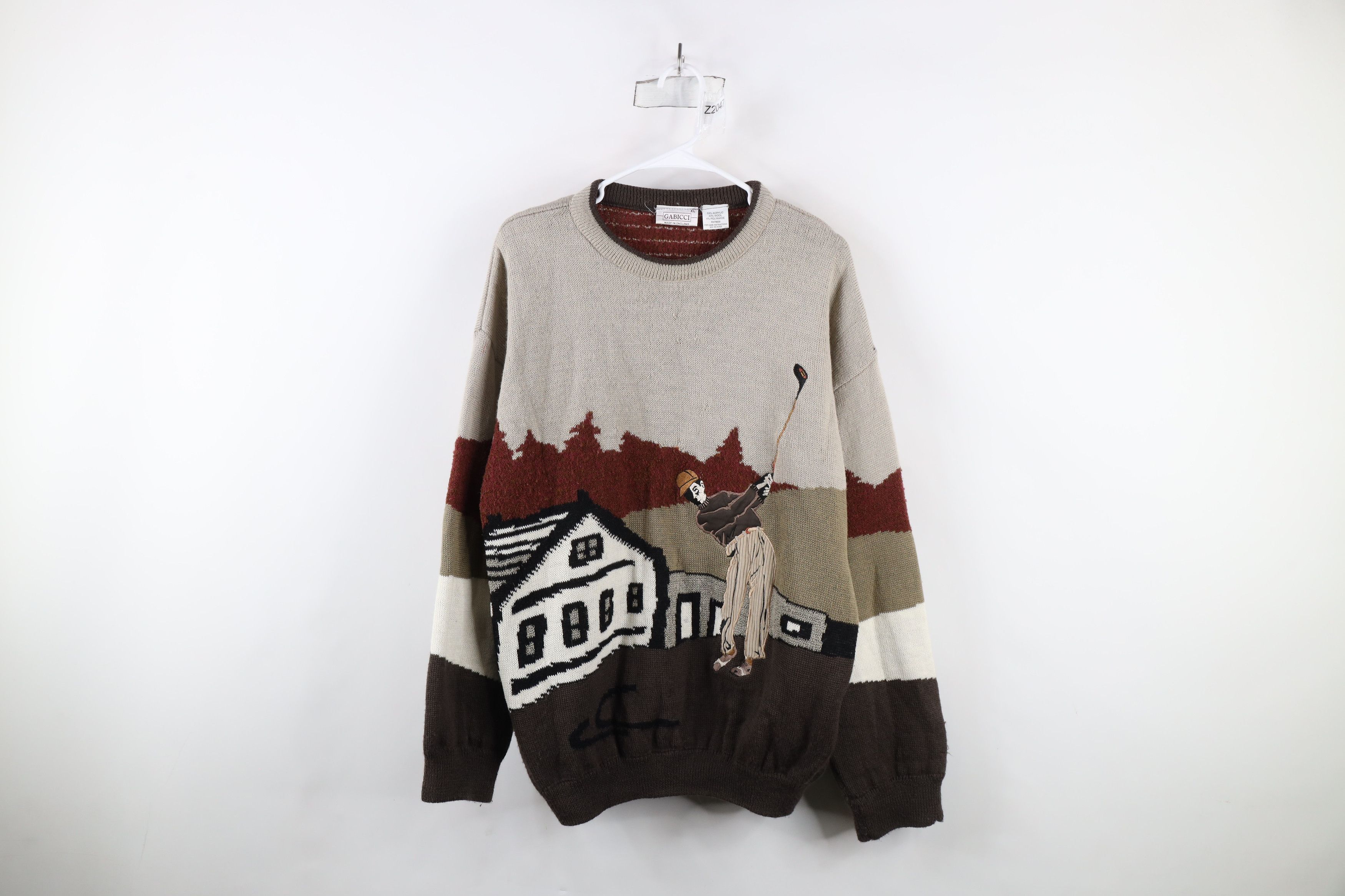 Vintage Vintage 90s Streetwear Abstract Thick Wool Knit Golf Sweater Size US XL / EU 56 / 4 - 1 Thumbnail
