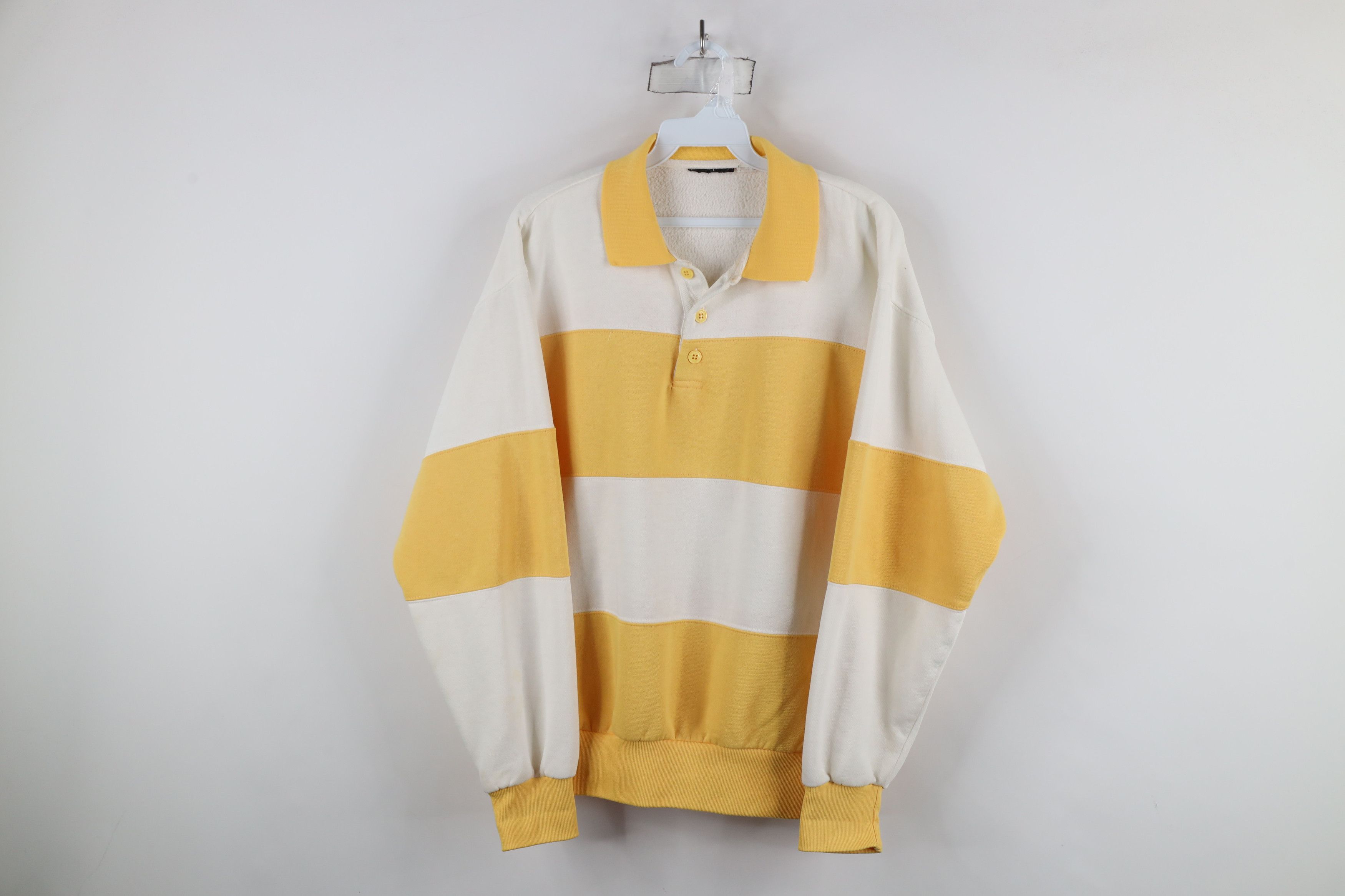 Vintage Vintage 90s Streetwear Striped Collared Pullover Sweatshirt Size US XL / EU 56 / 4 - 1 Thumbnail