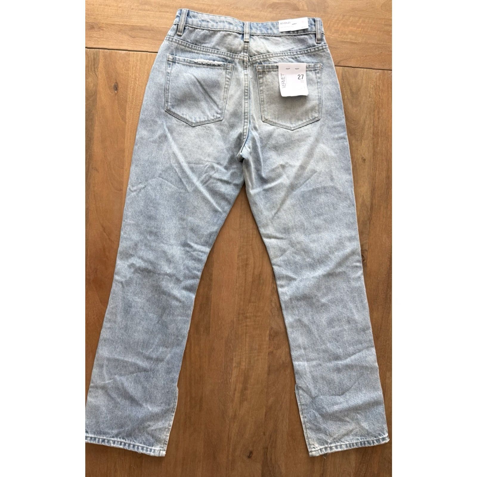 Vintage Vervet Jeans Womens 27 Distressed Light Wash High Rise Straight 5-Pocket Denim Blue Size 27" / US 4 / IT 40 - 2 Thumbnail