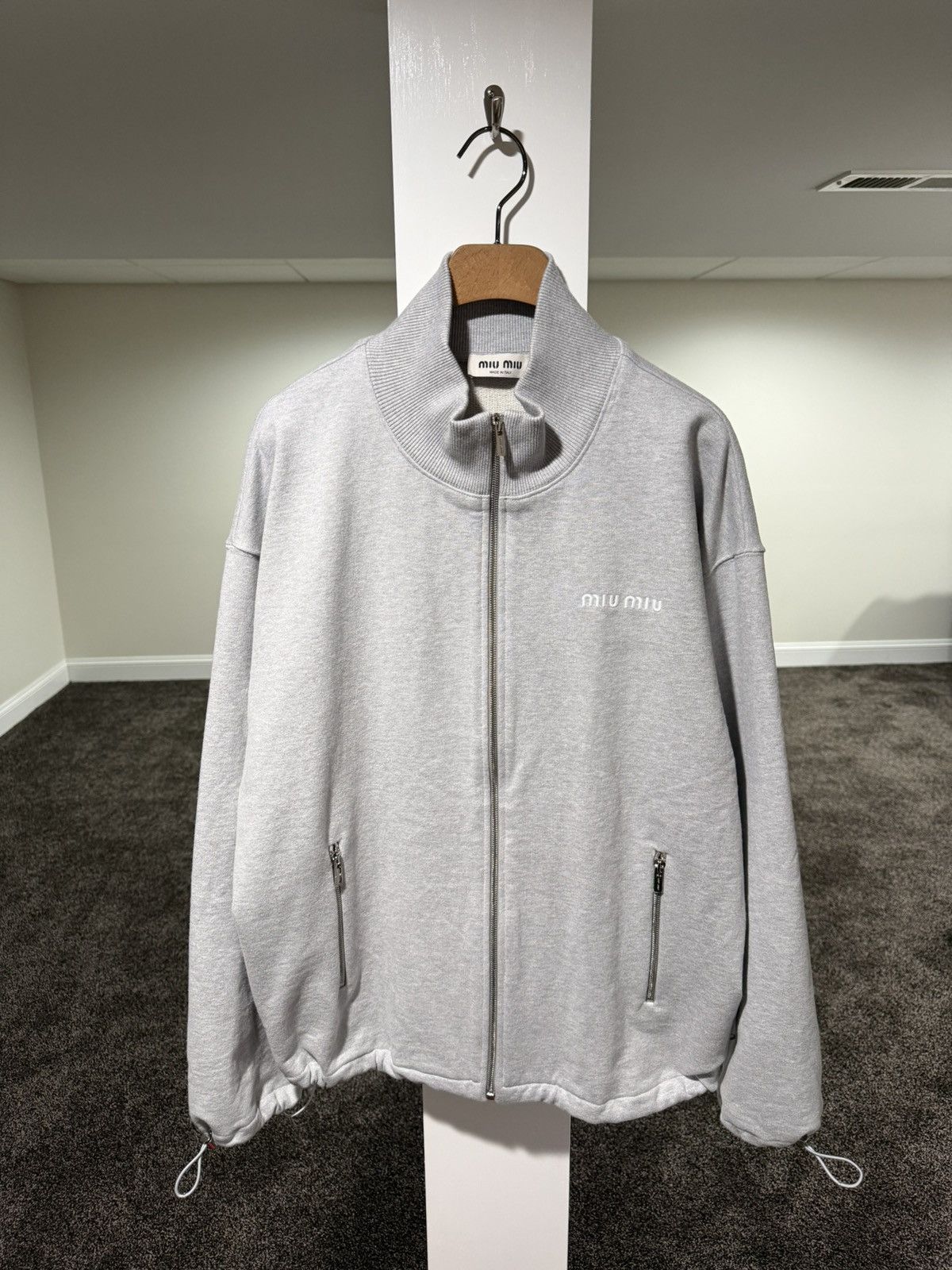Miu Miu Miu Miu Oversized Cotton Fleece Gray Full Zipper Sweatshirt Size US M / EU 48-50 / 2 - 1 Thumbnail