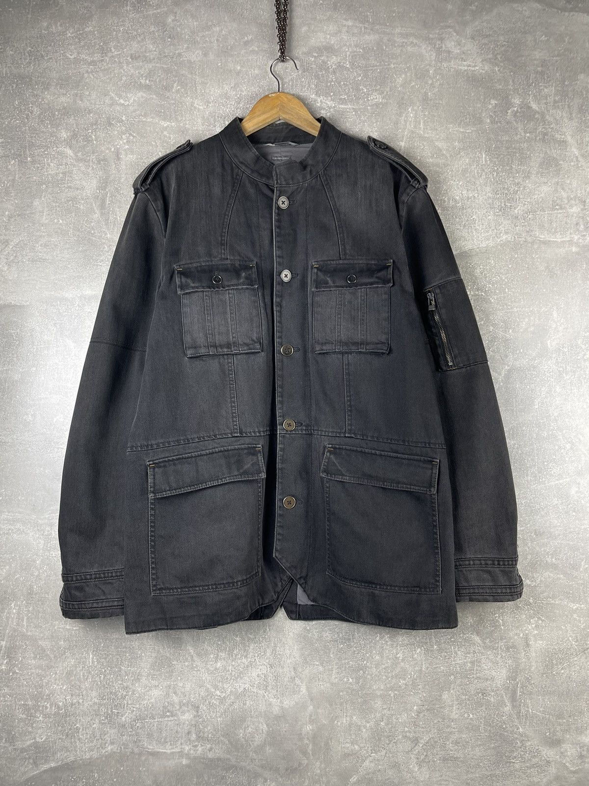 Emporio Armani Armani Exchange A|X Military Denim Jacket Black Size L Size US L / EU 52-54 / 3 - 1 Thumbnail