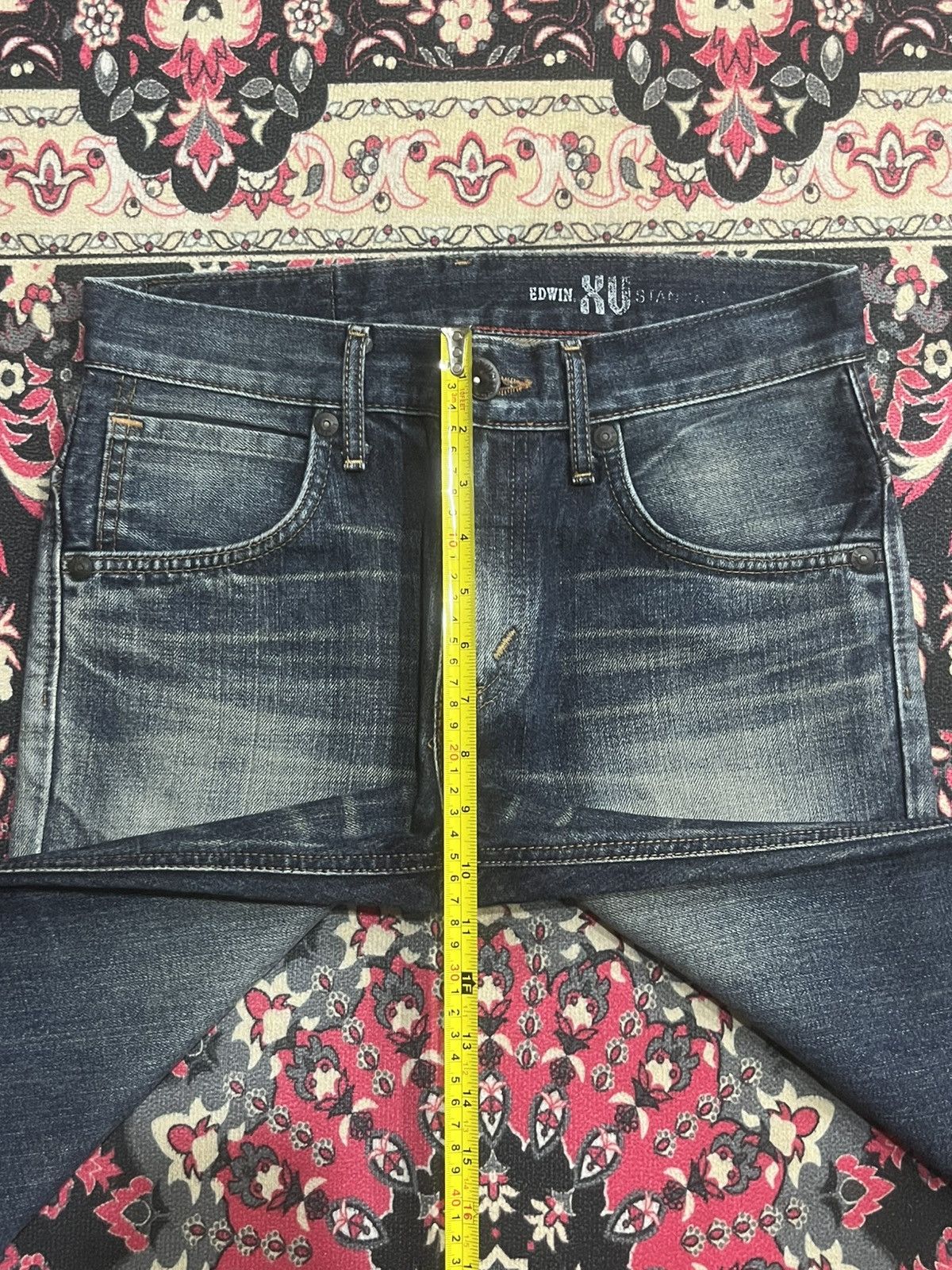 Tornado Mart Vintage Japanese Edwin XVS Dark Blue Faded Washed Flare Jean Size US 28 / EU 44 - 14 Thumbnail