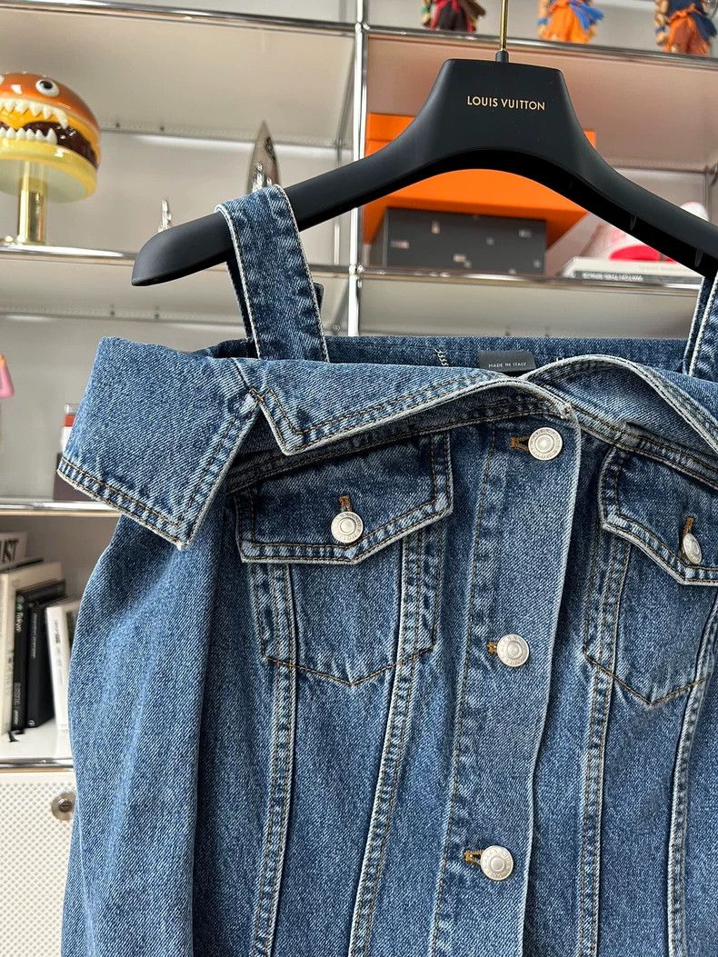 Alexander McQueen Alexander Mcqueen Blue denim strap off-the-shoulder top Size XS / US 0-2 / IT 36-38 - 2 Thumbnail