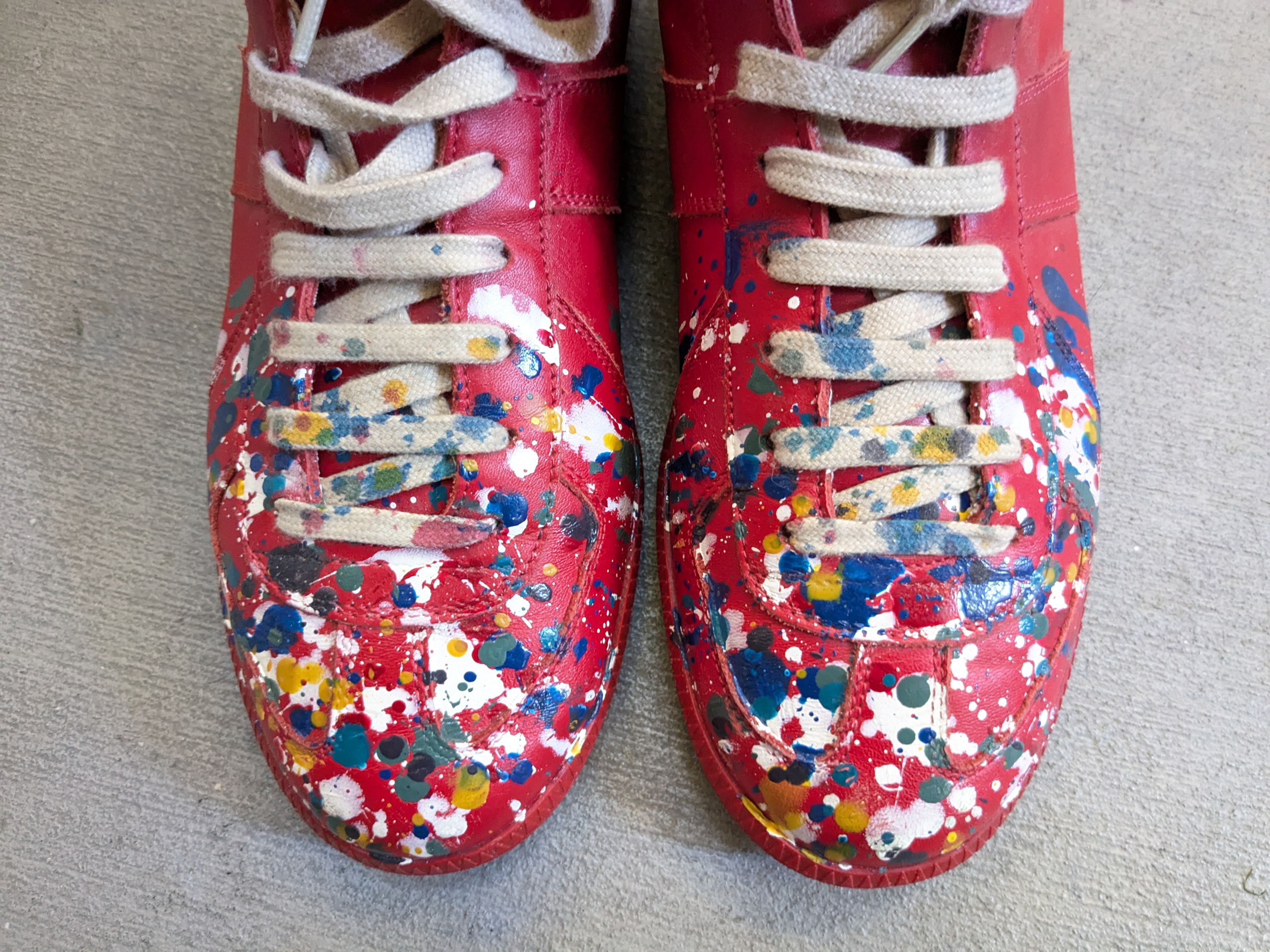 Maison Margiela Maison Margiela GAT Replica Red Paint Splatter 9 42 Leather Size US 9 / EU 42 - 3 Thumbnail