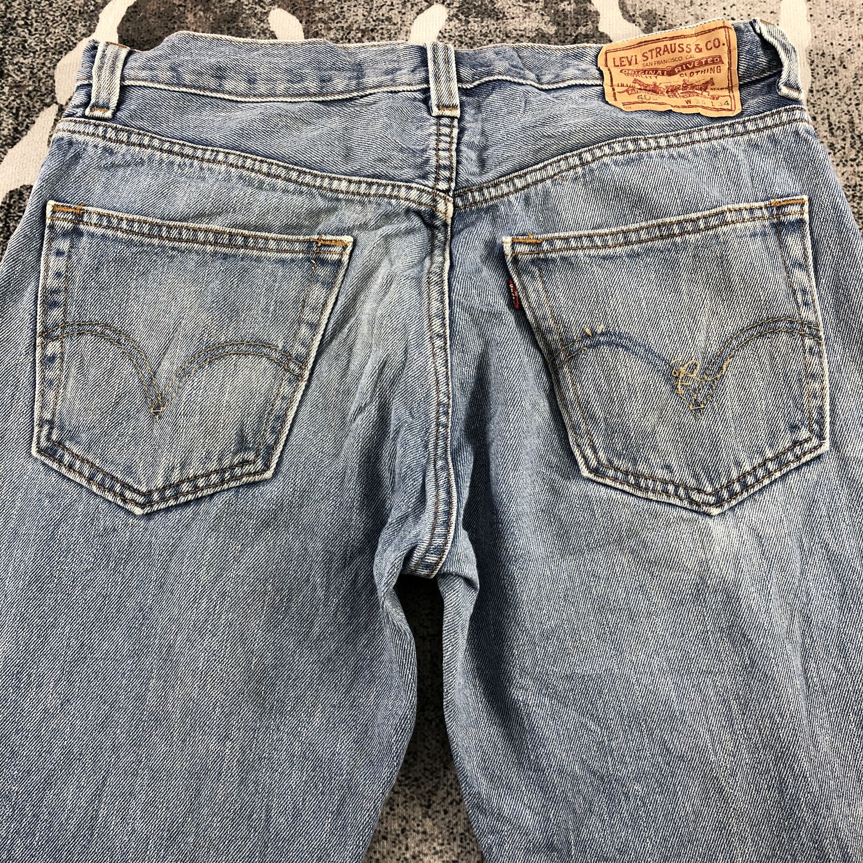 Levi's Vintage Levis 505 Jeans Faded Blue Denim KJ1120 Size US 33 - 4 Thumbnail