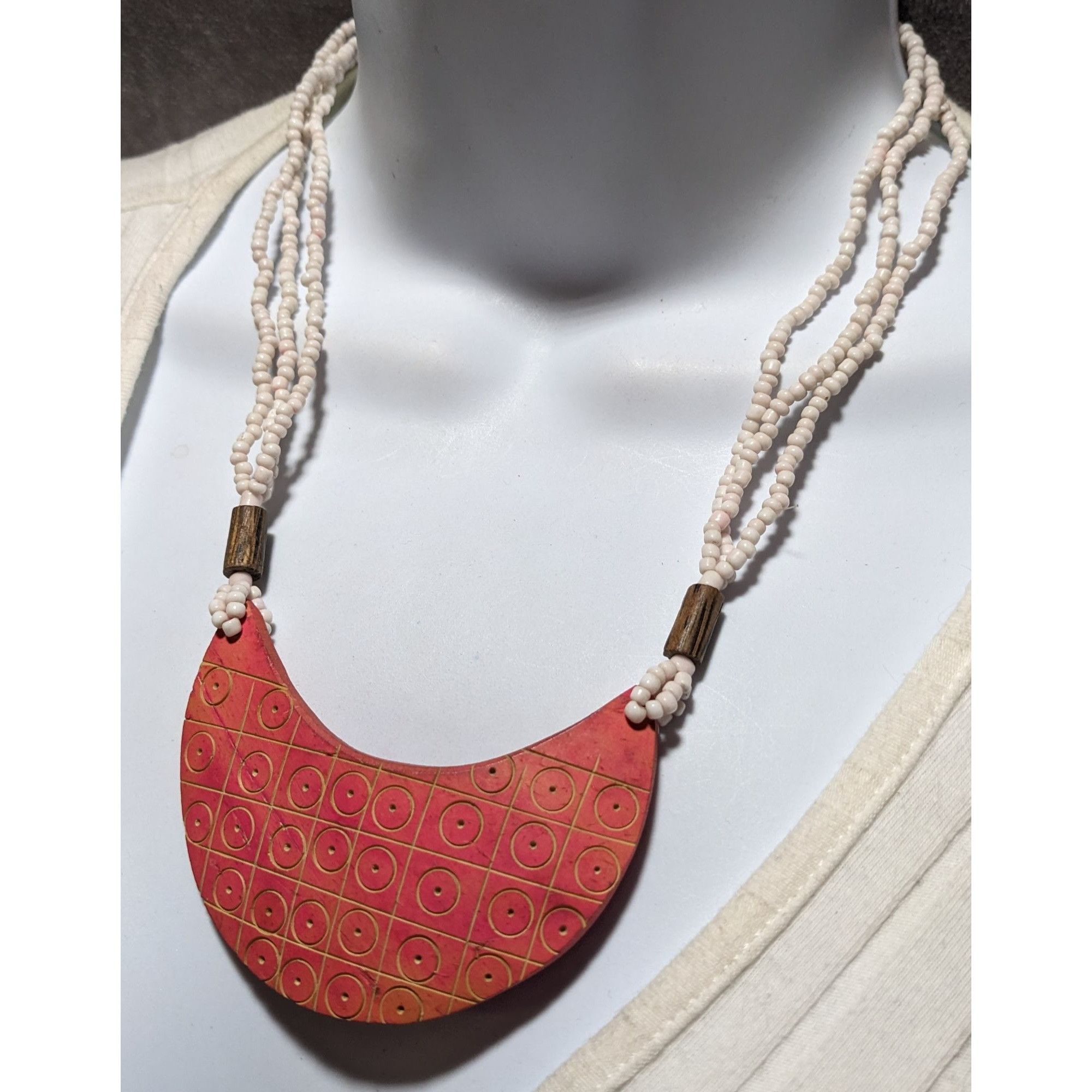 Other Beaded Necklace With Geometric Pendant In Pink & White Size ONE SIZE - 10 Thumbnail