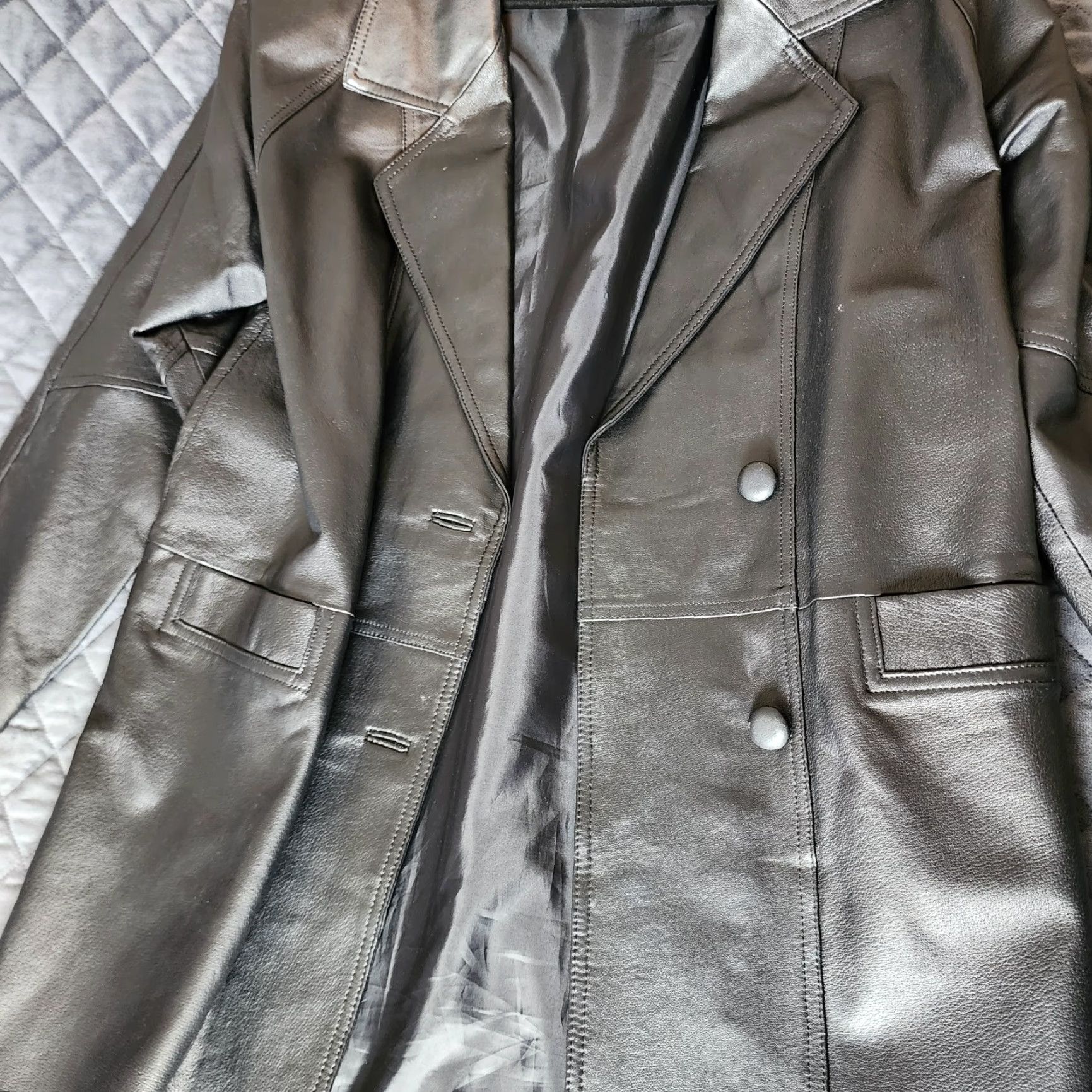 Vintage Tribeca Studio Womens Jacket Zip Front Leather Black Lined Pockets Size Medium Mid-Length Regular Button Pockets Leather Jacket Style Zip Front Metal? Size M / US 6-8 / IT 42-44 - 3 Thumbnail