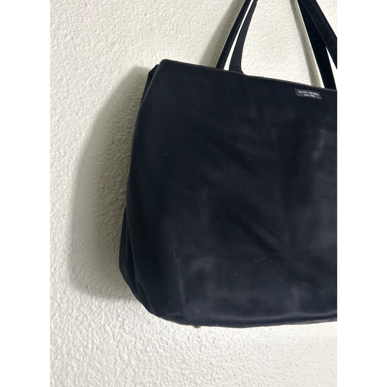 VINTAGE Kate Spade Black Tote Bag Double Handles Polyester 15x10.5x5.5 Womens Tote Bag