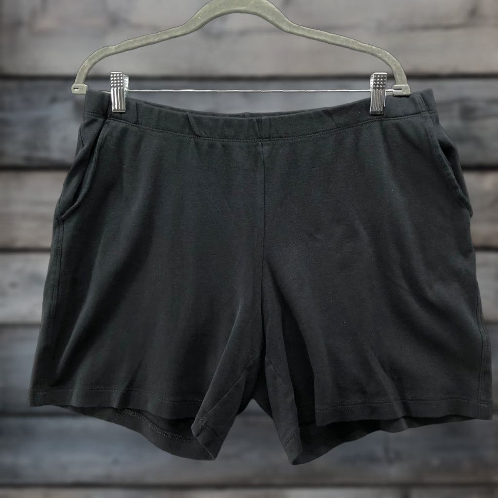 Lands' End Lands' End Sport Knit Short Womens LP Black Pull On Lounge Cotton Lightweight Pants? Size 36" / US 14 / IT 50 - 1 Thumbnail