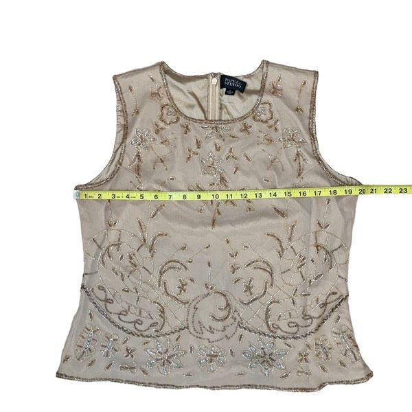 Vintage Vintage Adrianna Papell gold silk beaded blouse Size L / US 10 / IT 46 - 4 Thumbnail