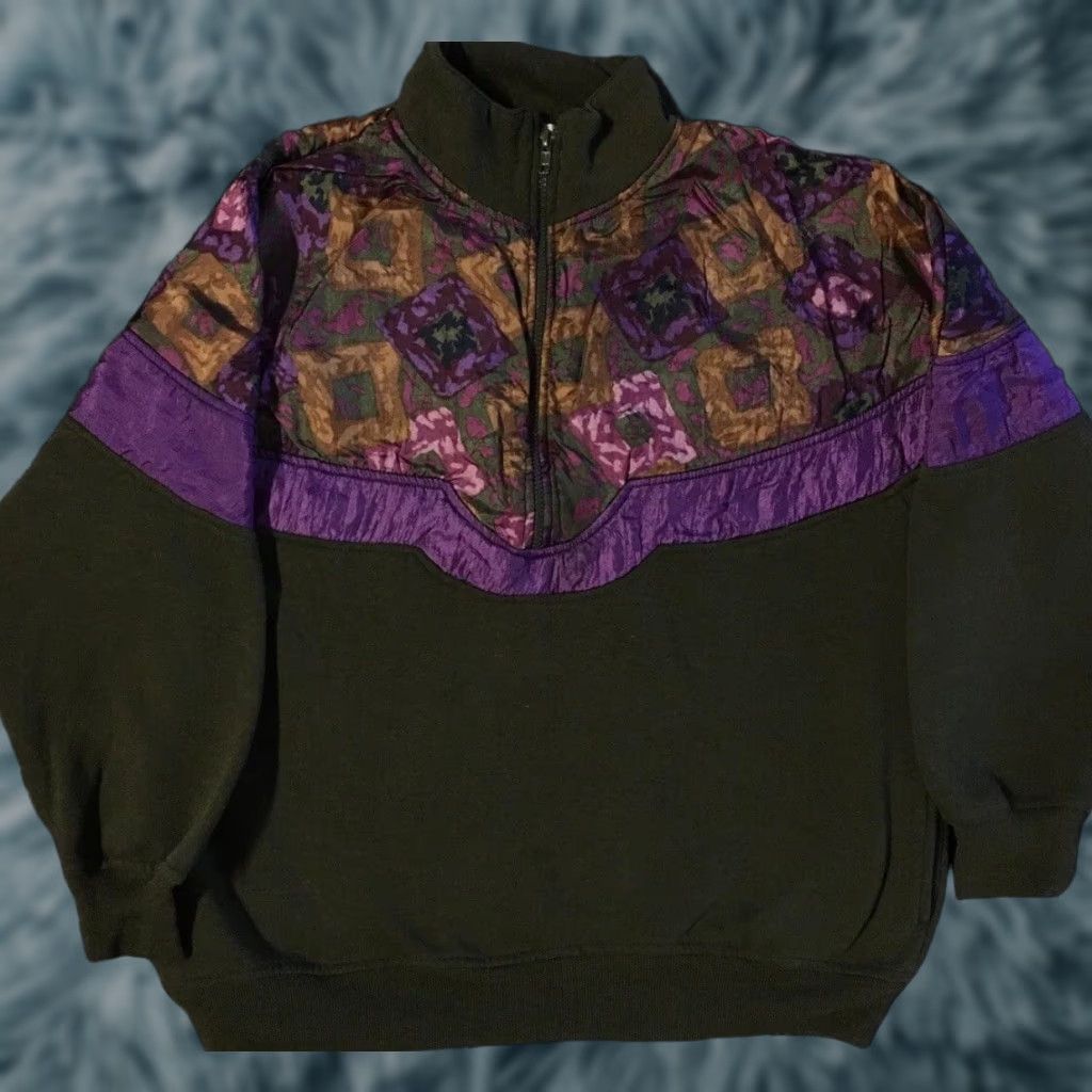 Vintage Vtg 90s Flower Faded All Over Print 1/4 Zip Hoodie S Green Unisex Adults Regular Size S Size US S / EU 44-46 / 1 - 1 Thumbnail
