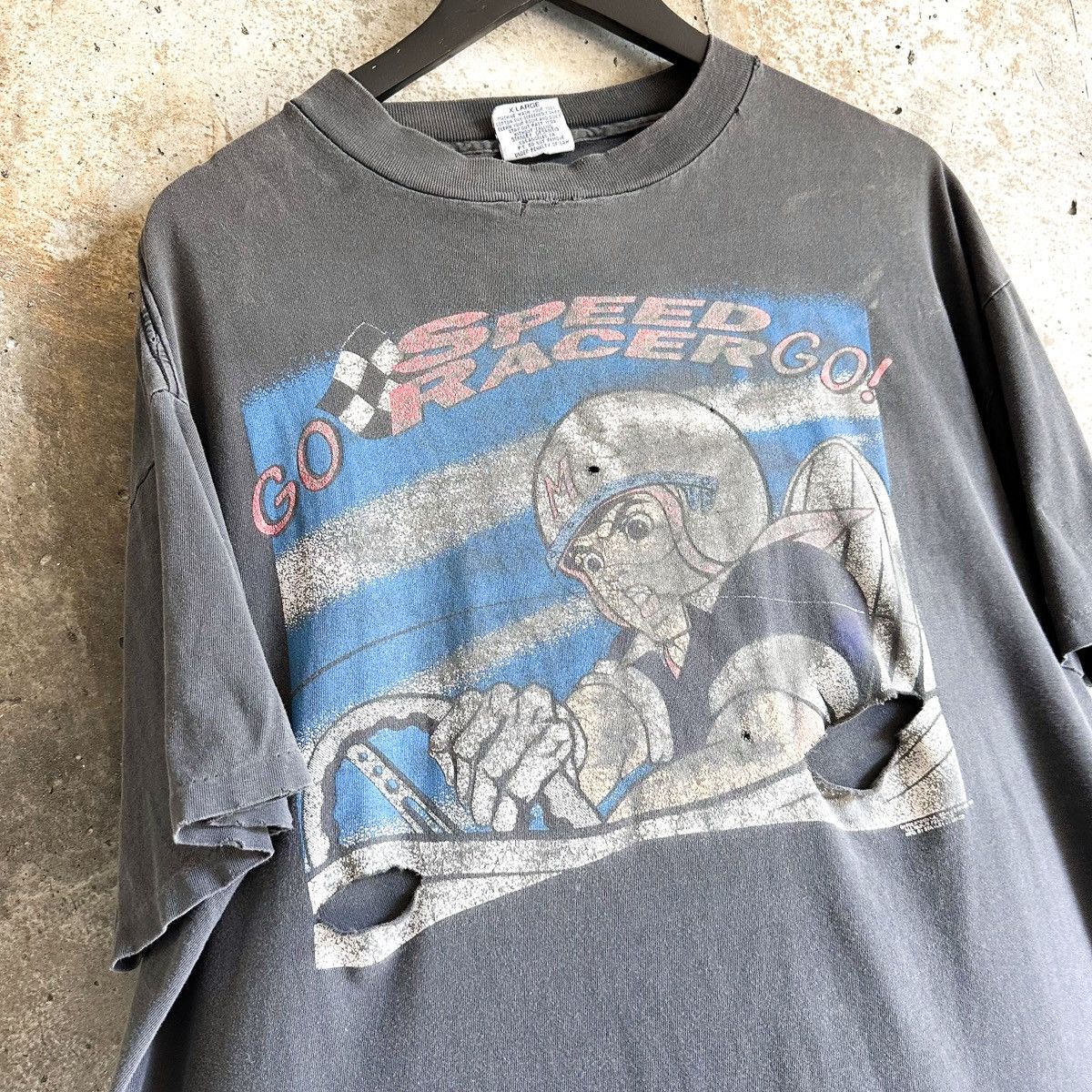 Vintage 90s Thrashed Speed Racer Stanley Desantis T-Shirt Size US XL / EU 56 / 4 - 2 Thumbnail
