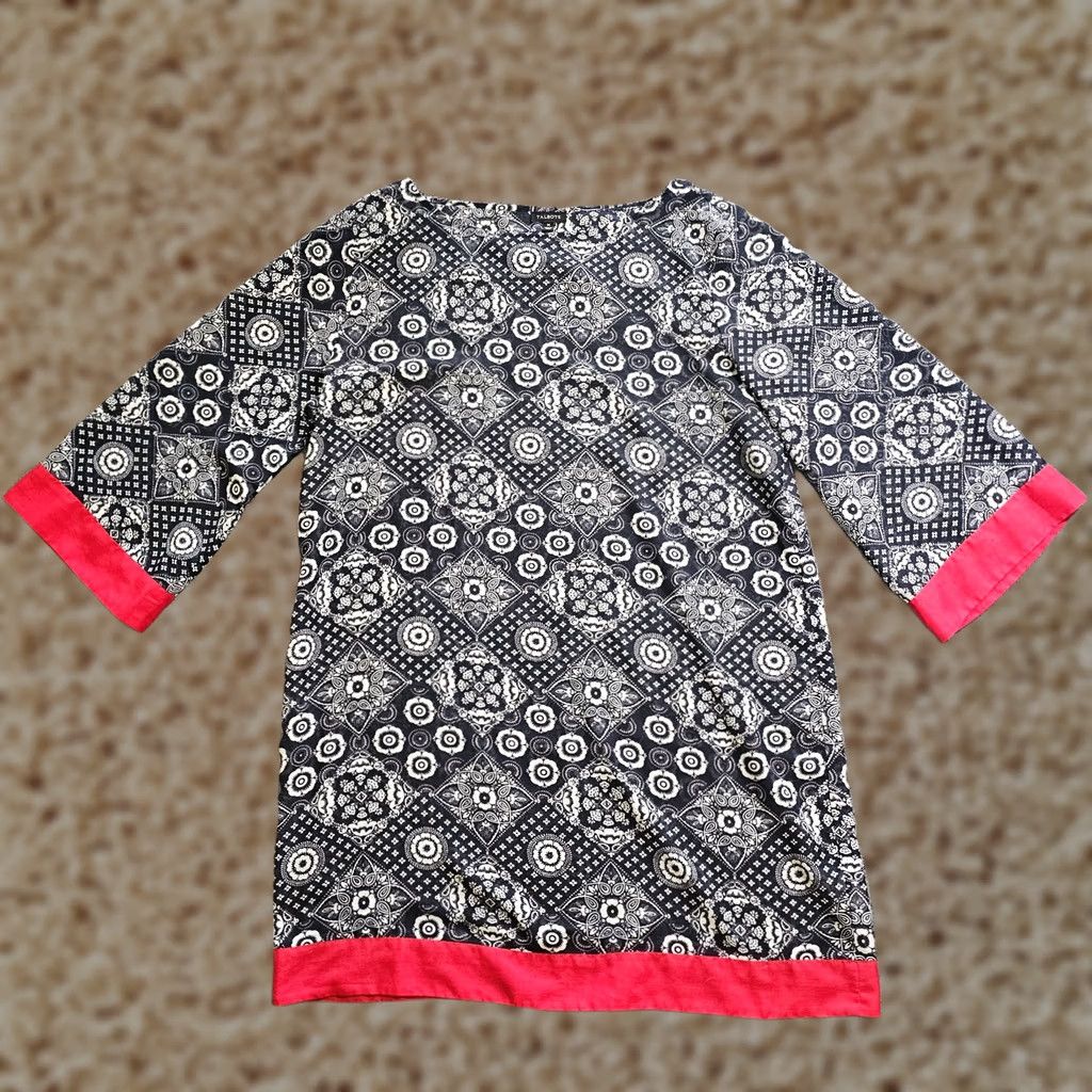 Talbots Talbots Tunic Blouse Women Medium Blue White Bandana Paisley Nautical Casual Career Size M / US 6-8 / IT 42-44 - 1 Thumbnail