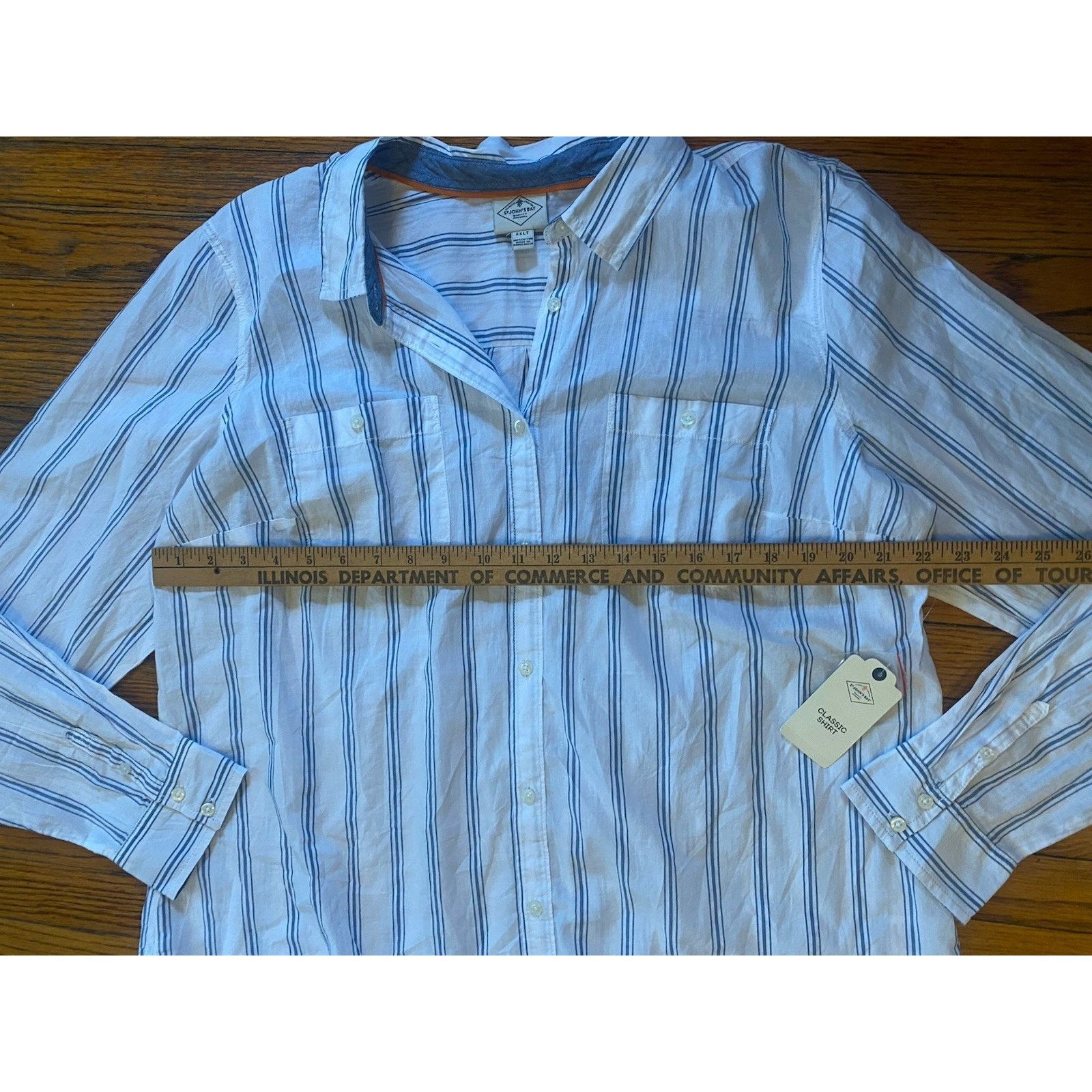 St. Johns Bay NWT St Johns Bay Button Up Stripe Shirt Womens XXLT Blue Size XXL / US 16-18 / IT 52-54 - 3 Thumbnail