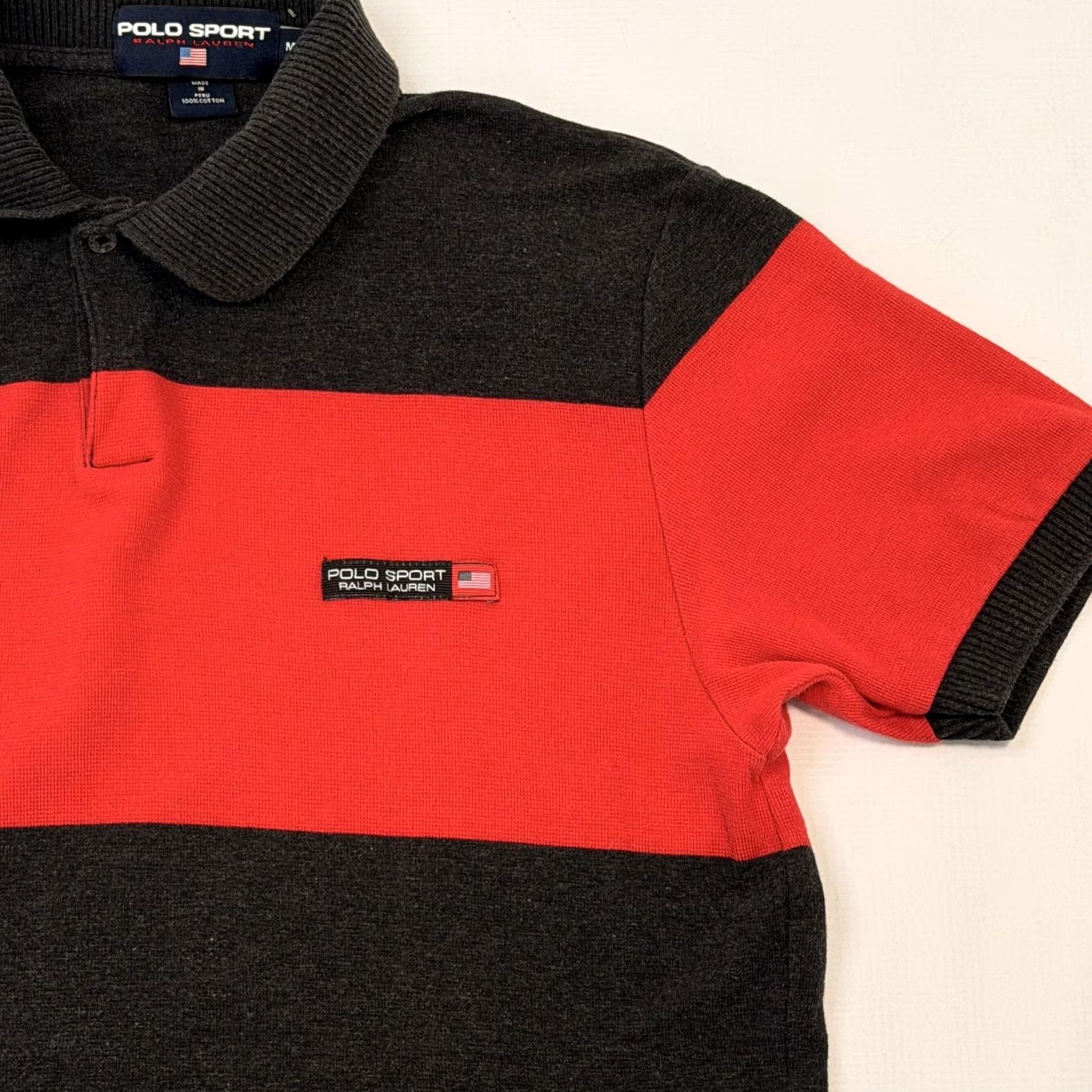 Polo Ralph Lauren Polo Sport Ralph Lauren Polo Shirt Mens M Red Striped 100% Cotton Polo Sport Logo Casual Short Sleeve Button Neckline Size US M / EU 48-50 / 2 - 2 Thumbnail